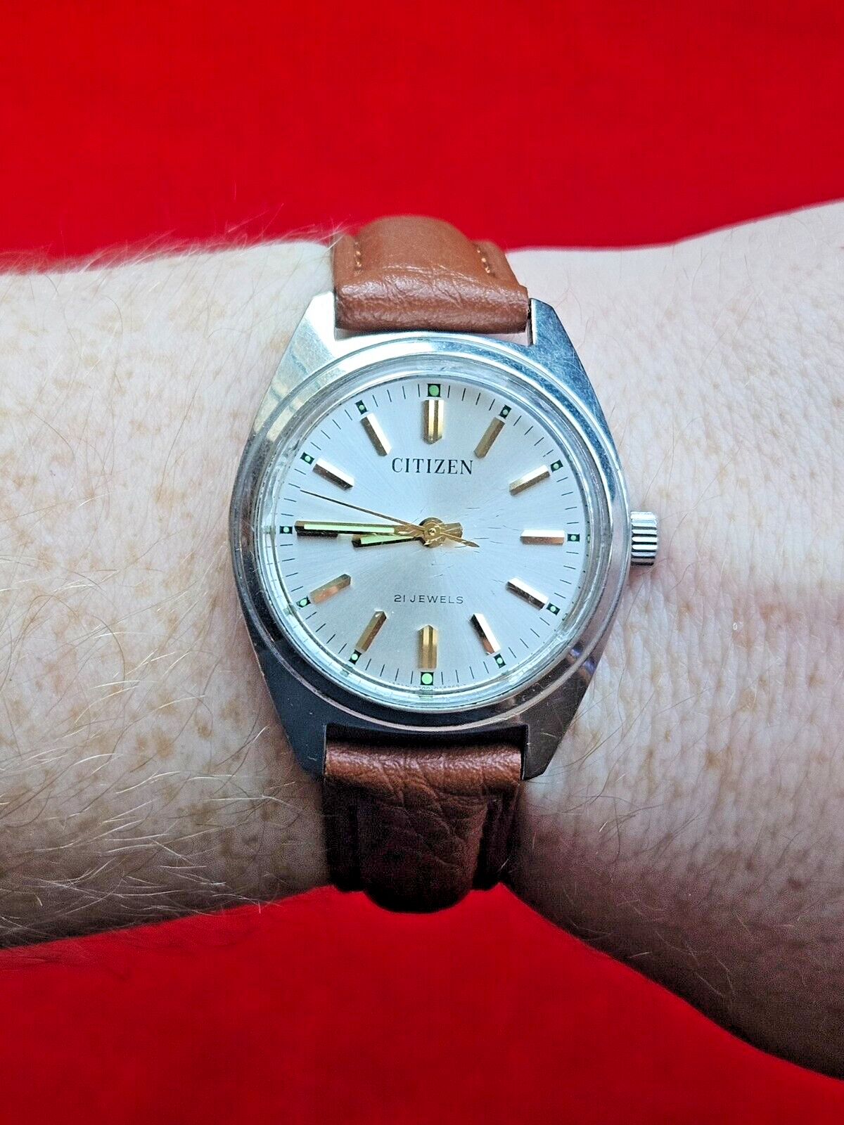 Vintage Citizen Automatic Womens Watch Silver Case Leather Strap - Fully Working - Jake's Curated Vintage