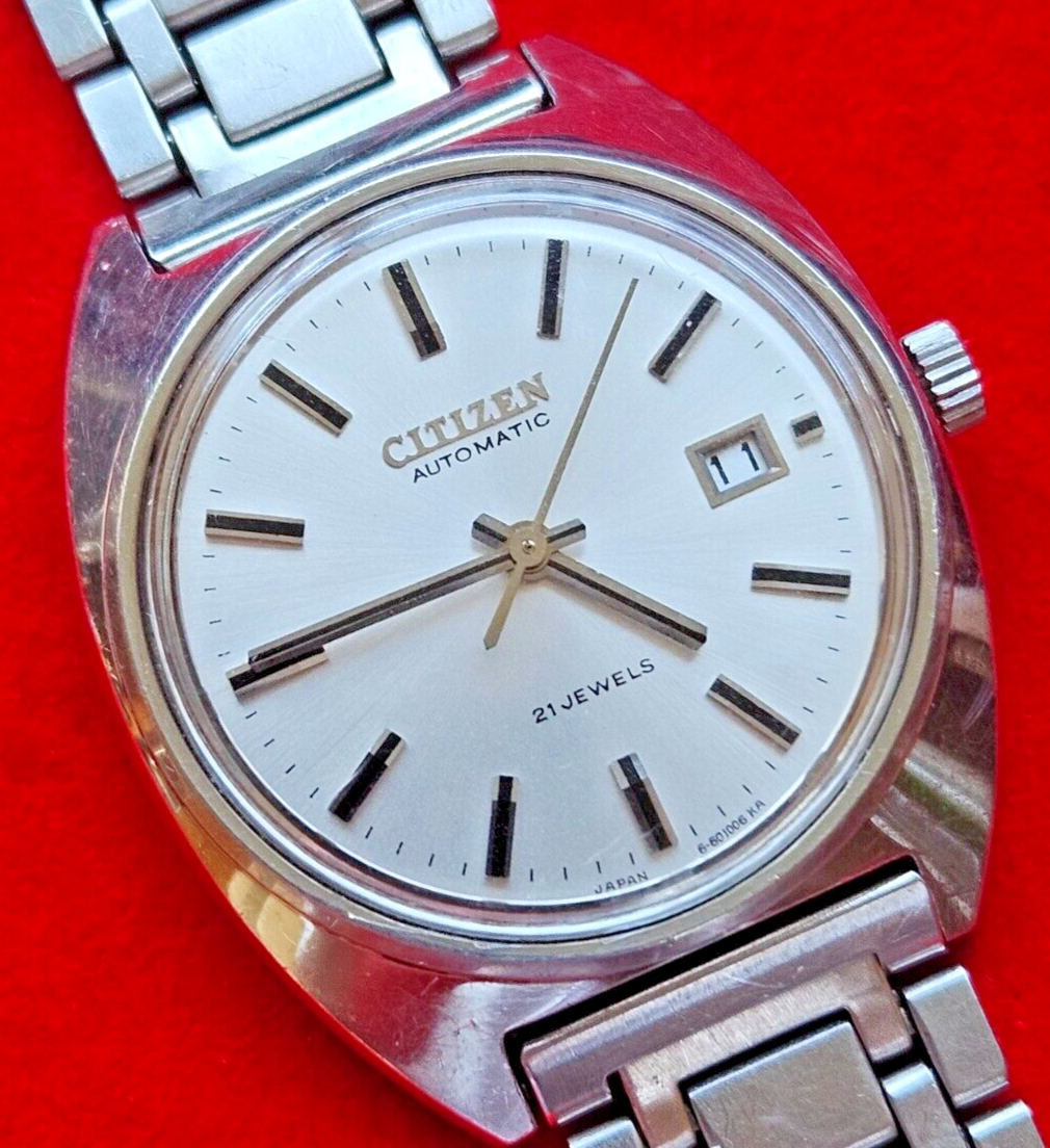 Vintage Citizen Silver Automatic Mens Watch with Sunburst Dial - Fully Working - Jake's Curated Vintage