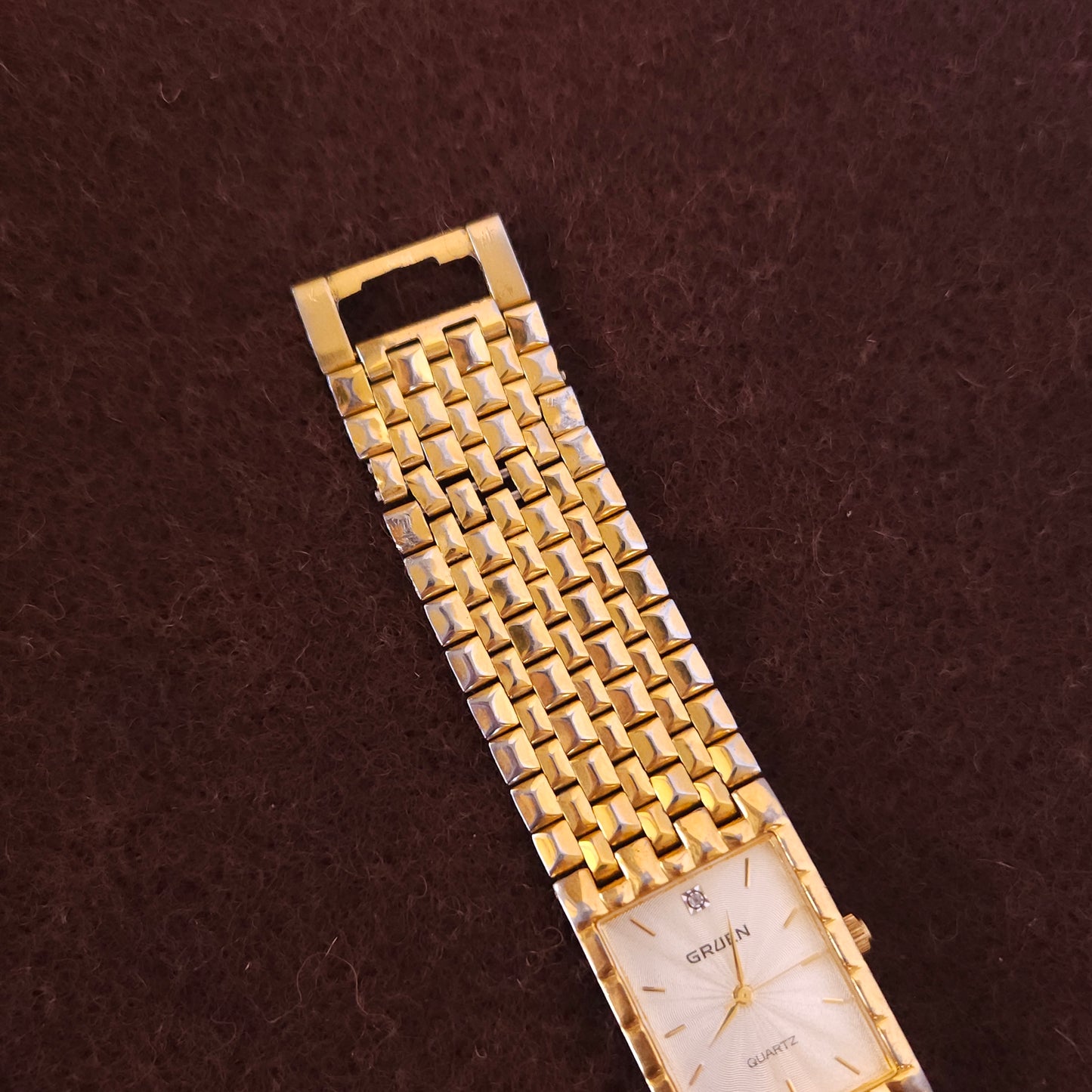 Vintage Gruen Swiss Gold Patterned Dial Ladies Dress Watch - Jake's Curated Vintage