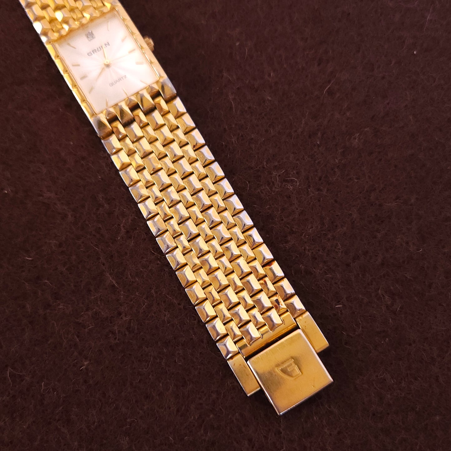 Vintage Gruen Swiss Gold Patterned Dial Ladies Dress Watch - Jake's Curated Vintage