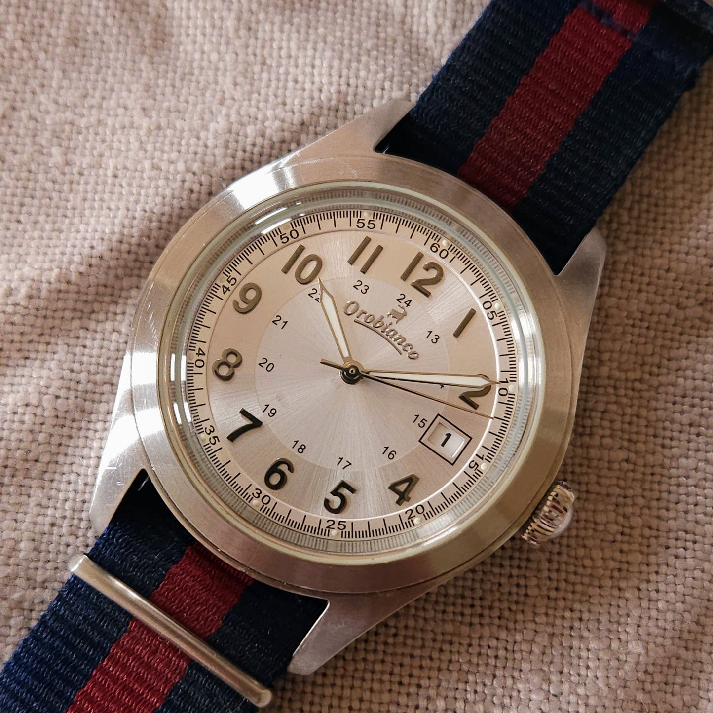 Neo-Vintage Orobianco Field Watch - Sunburst Silver Dial - Onion Crown - 1996