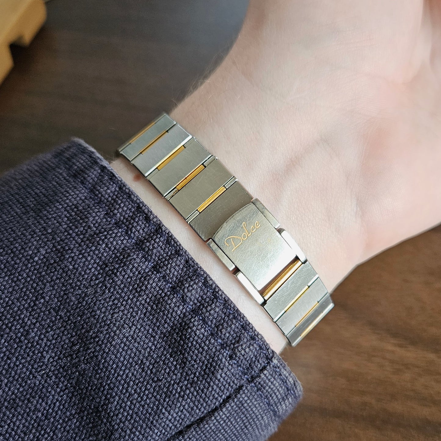 Vintage Seiko Dolce Two Tone Integrated Tank Mens Watch - 9521-5010 - 1982