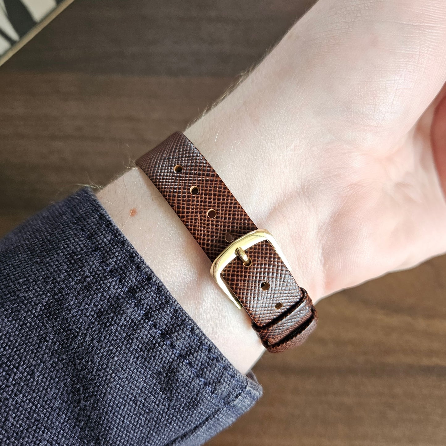 Vintage Orient Manual Wind Mens Dress Watch Leather Band - c.1970