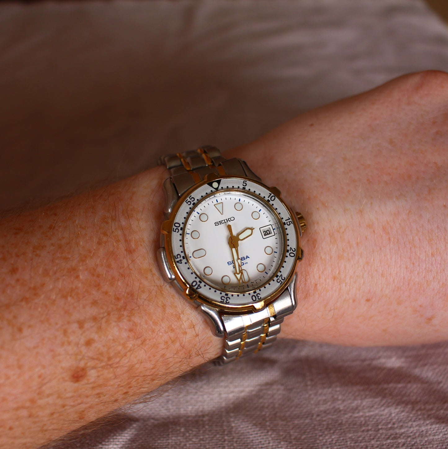 Seiko Scuba 200m Two Tone Dive Diver Watch - 1998 - 5H25-6020