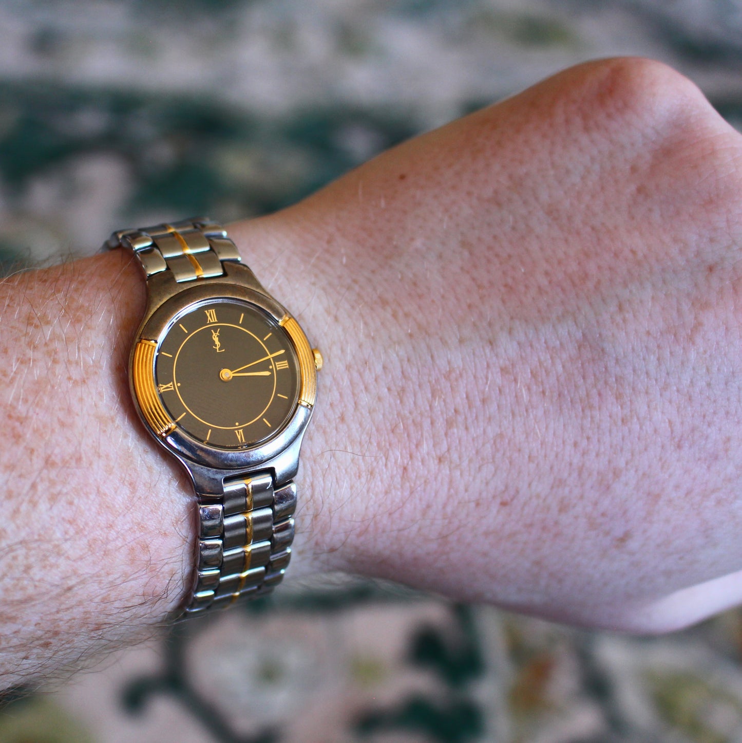 Neo-Vintage YSL Two Tone Black Roman Dial Quartz Womens Dress Watch - 1990s