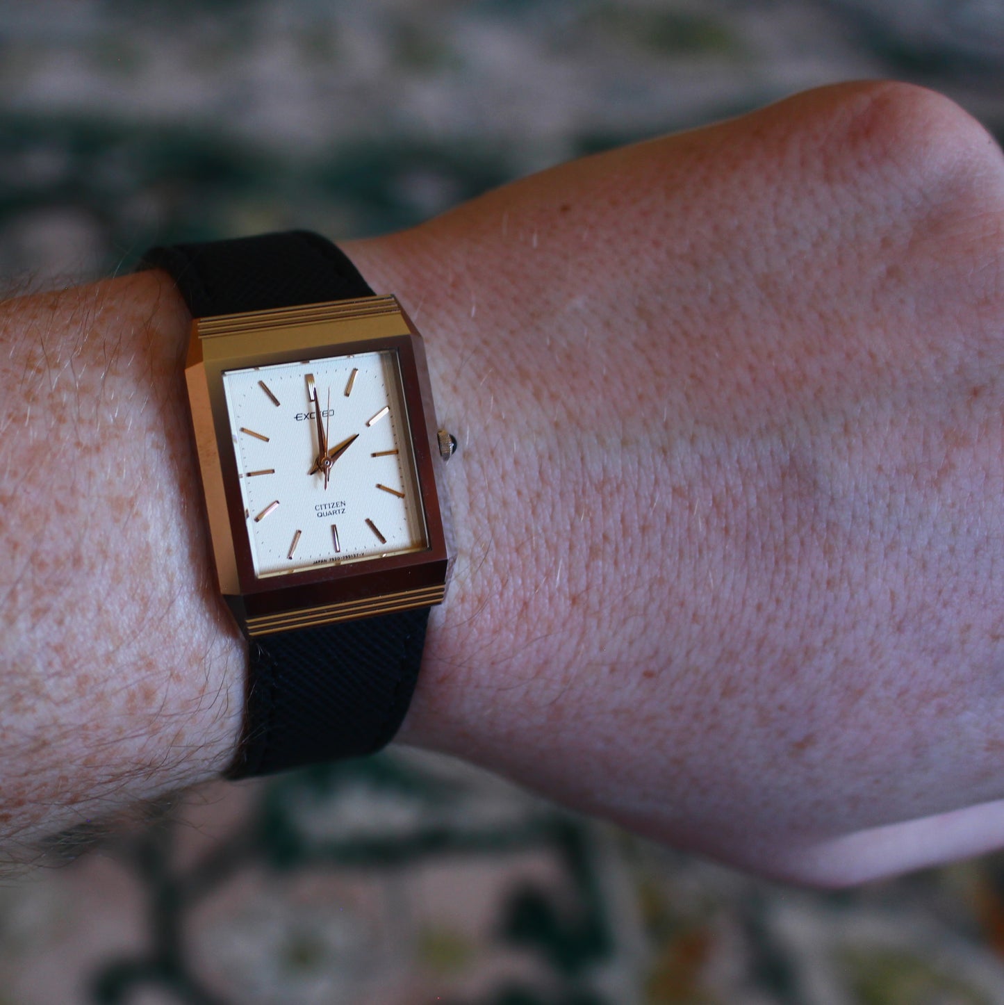 Vintage Citizen Exceed Ceramic Tank Dress Watch White Dial - 4-795725 - 1980s