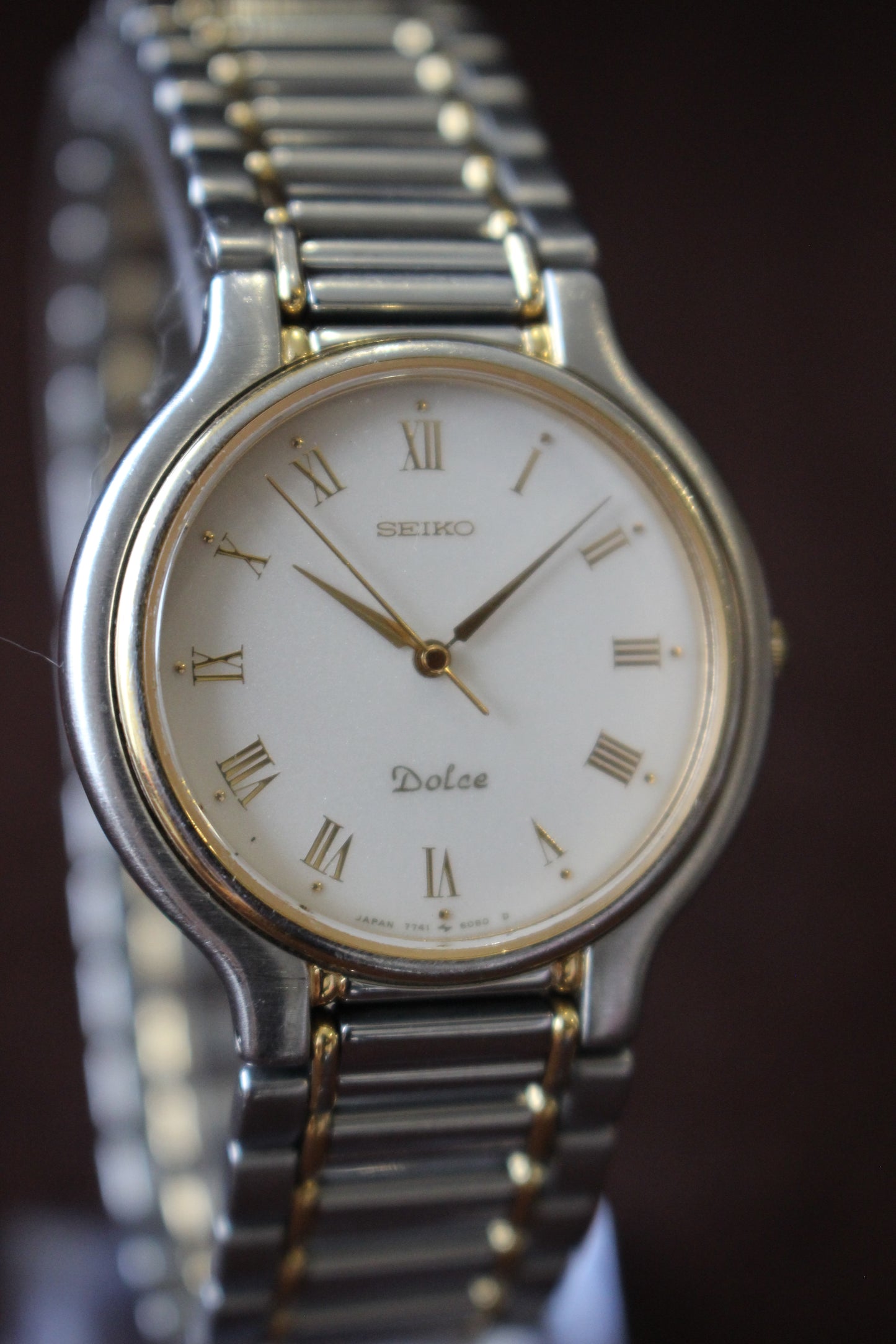 Vintage Seiko Dolce Two Tone Women's Dress Watch - 7741-6050 - Made 1990