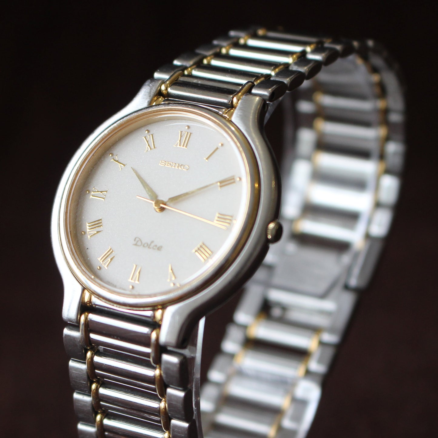 Vintage Seiko Dolce Two Tone Women's Dress Watch - 7741-6050 - Made 1990