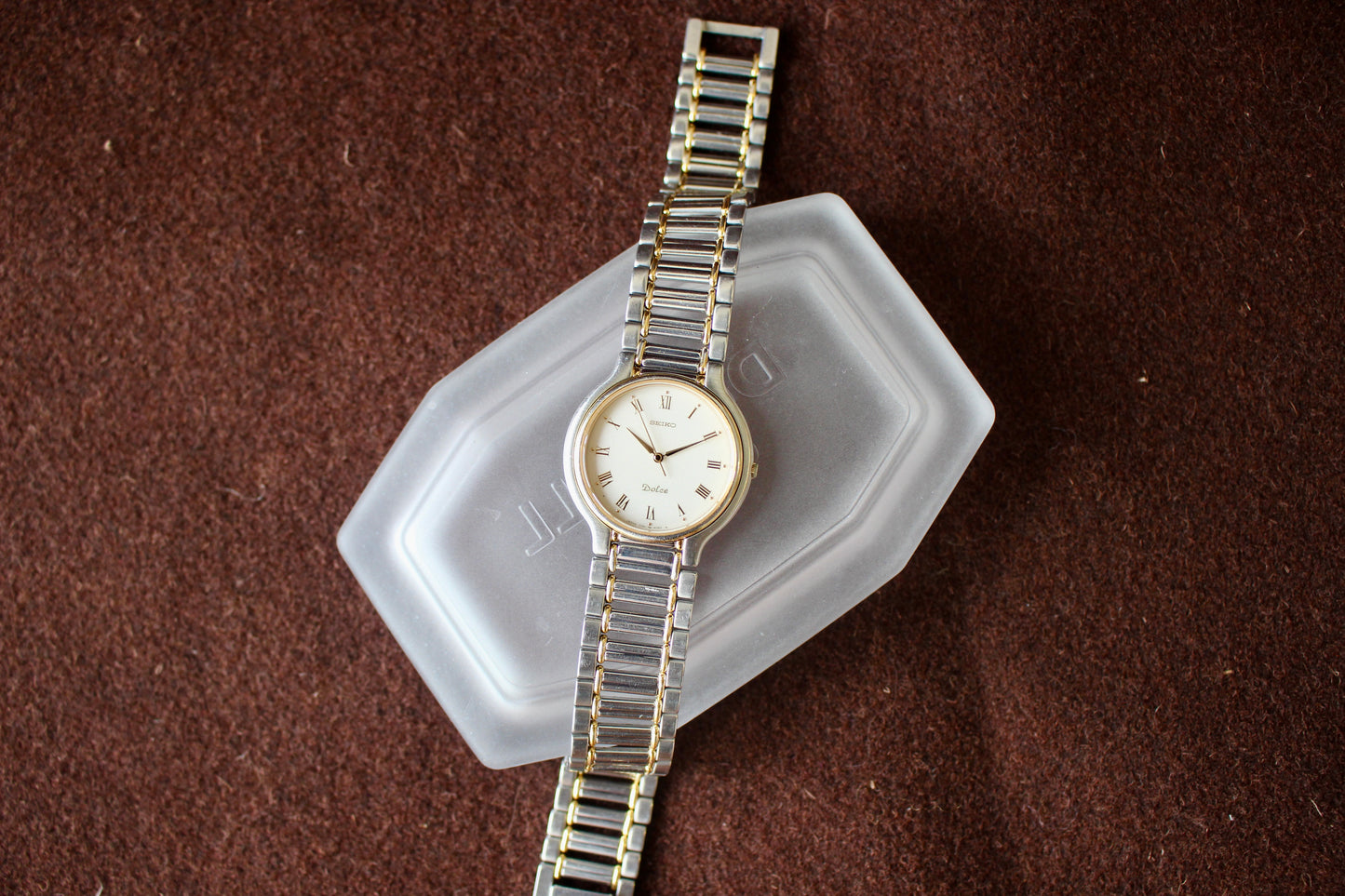 Vintage Seiko Dolce Two Tone Women's Dress Watch - 7741-6050 - Made 1990