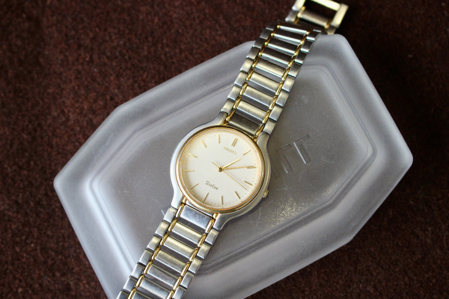 Vintage Seiko Dolce Two Tone Women's Dress Watch - 7741-6050 - Made 1988