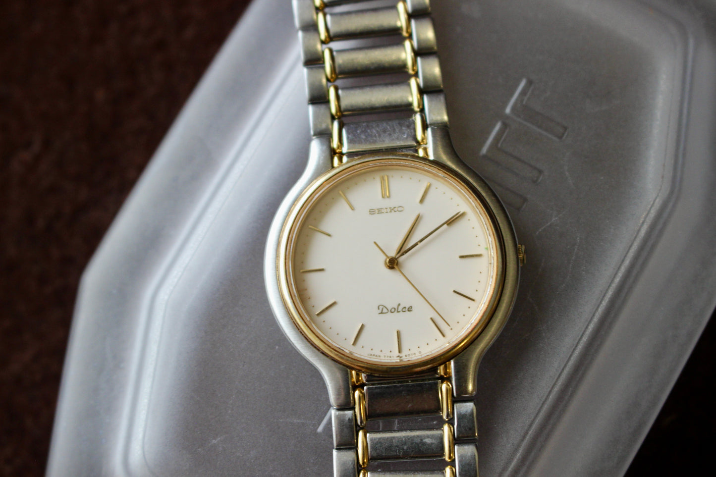 Vintage Seiko Dolce Two Tone Women's Dress Watch - 7741-6050 - Made 1988