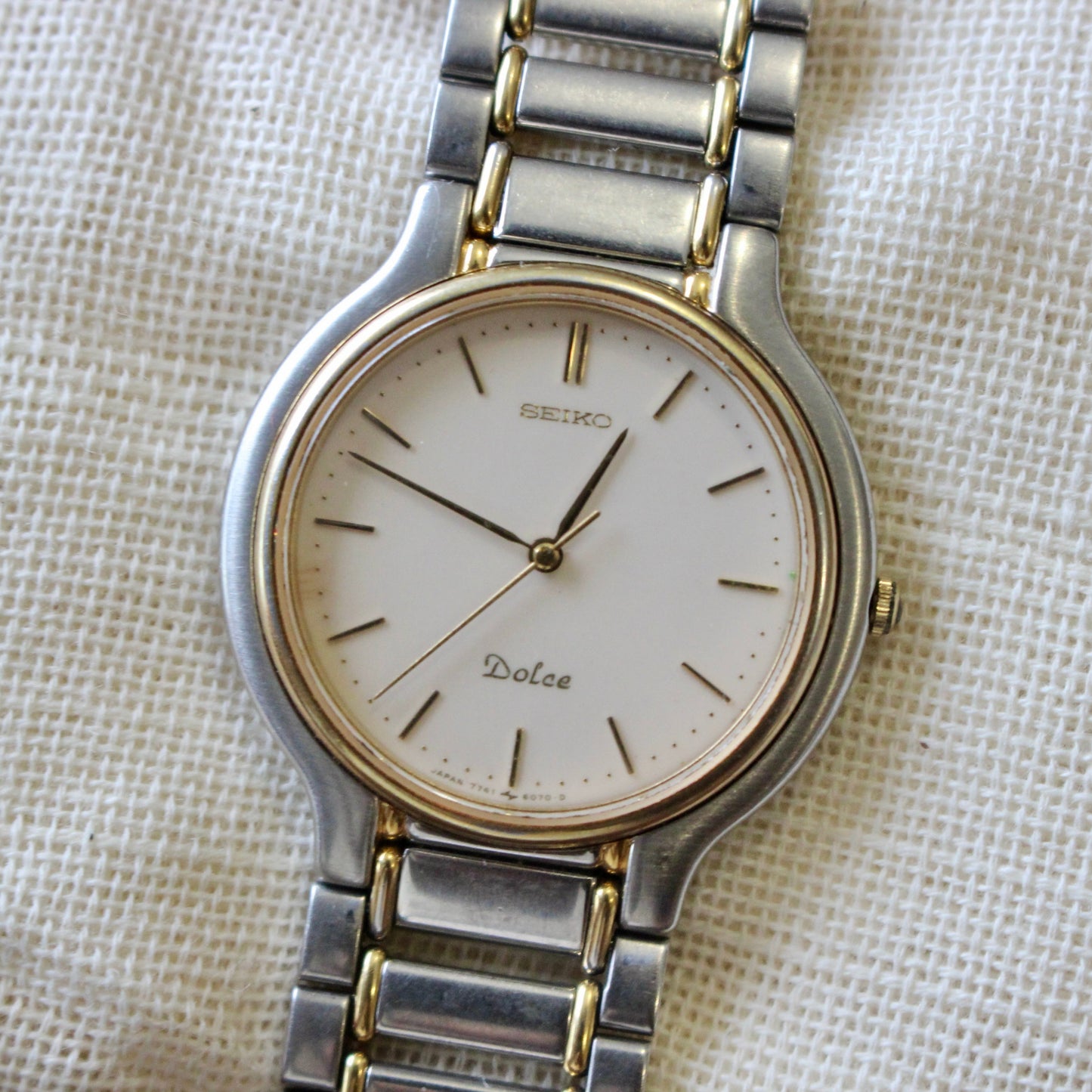Vintage Seiko Dolce Two Tone Women's Dress Watch - 7741-6050 - Made 1988