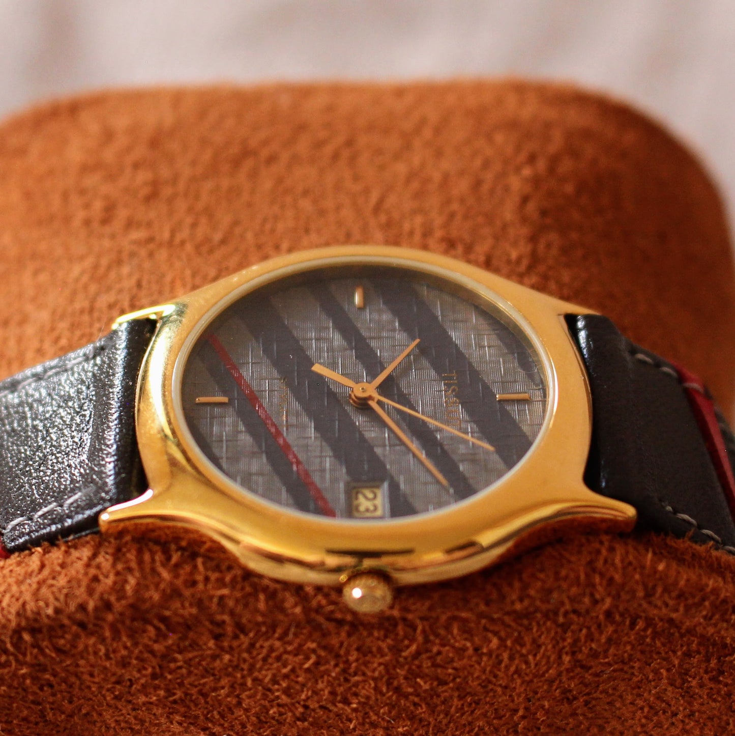 Tissot Stylist Ladies Watch 90s F355 Striped Dial Quartz Exc Cond Box