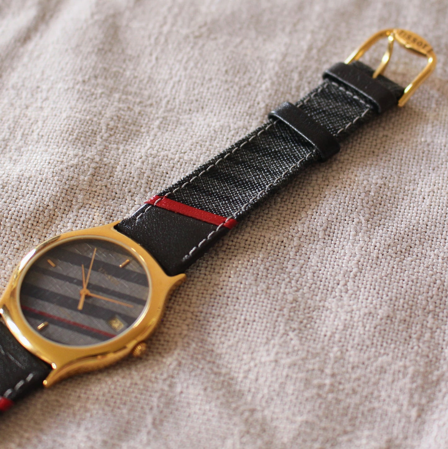 Tissot Stylist Ladies Watch 90s F355 Striped Dial Quartz Exc Cond Box