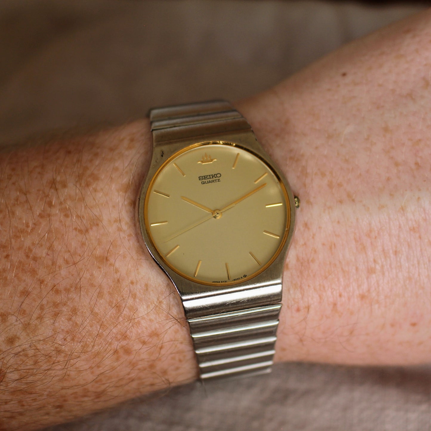 Seiko Galaxy Two-tone Watch 1988 Quartz 5Y31 Vintage Steel Great Condition
