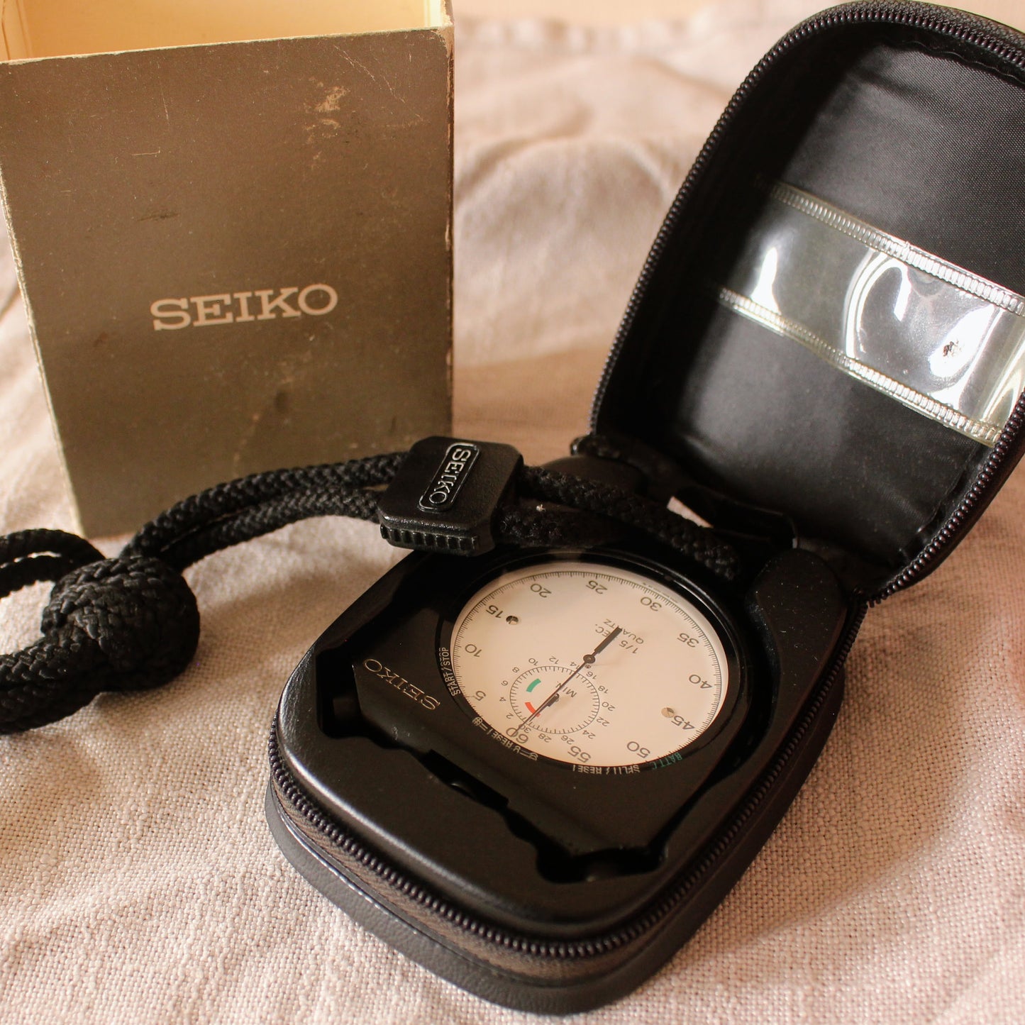 1976 Vintage Seiko Stopwatch 8A20 Meca-Quartz Timer Great Cond Box