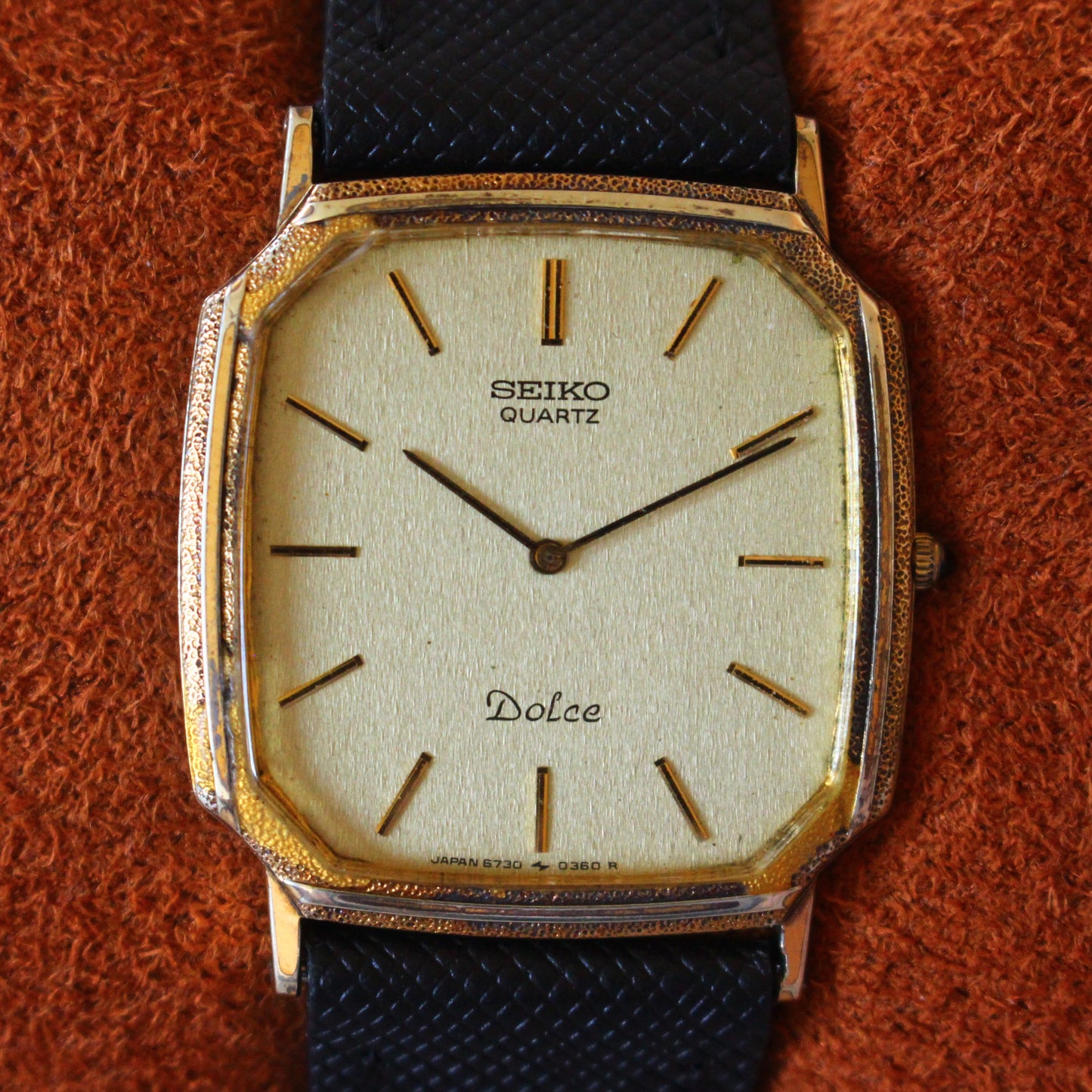Vintage Seiko Dolce Dress Watch Art Deco Gold Case & Dial - 1982 - 6730-5190