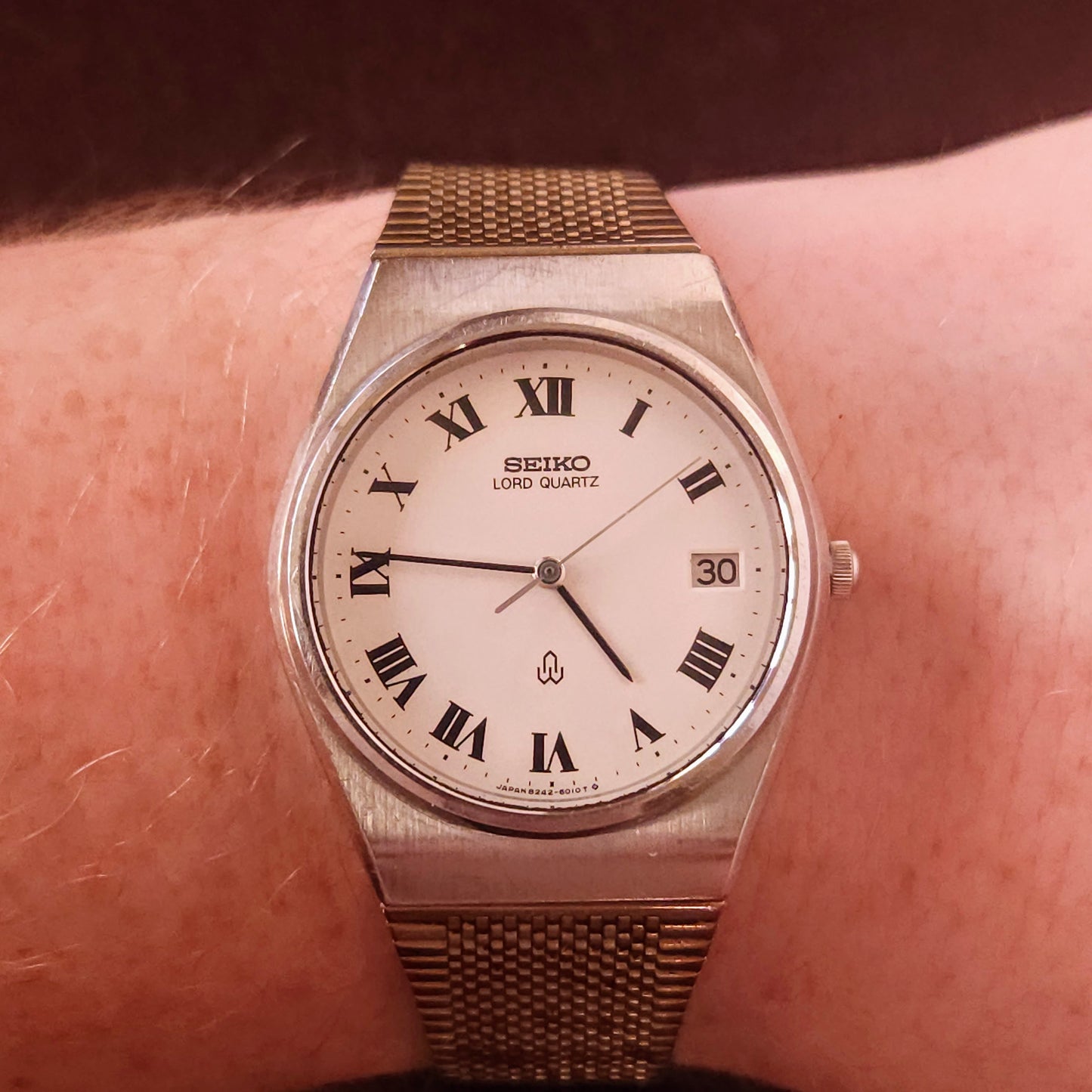 Vintage Seiko Lord Quartz Roman Numerals Mens Watch - 8242-6000 - Made 1980 - Jake's Curated Vintage