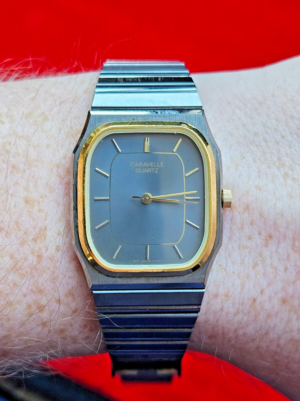 Vintage Bulova 'Caravelle' Black and Gold Mens Dress Watch - Fully Working - Jake's Curated Vintage 