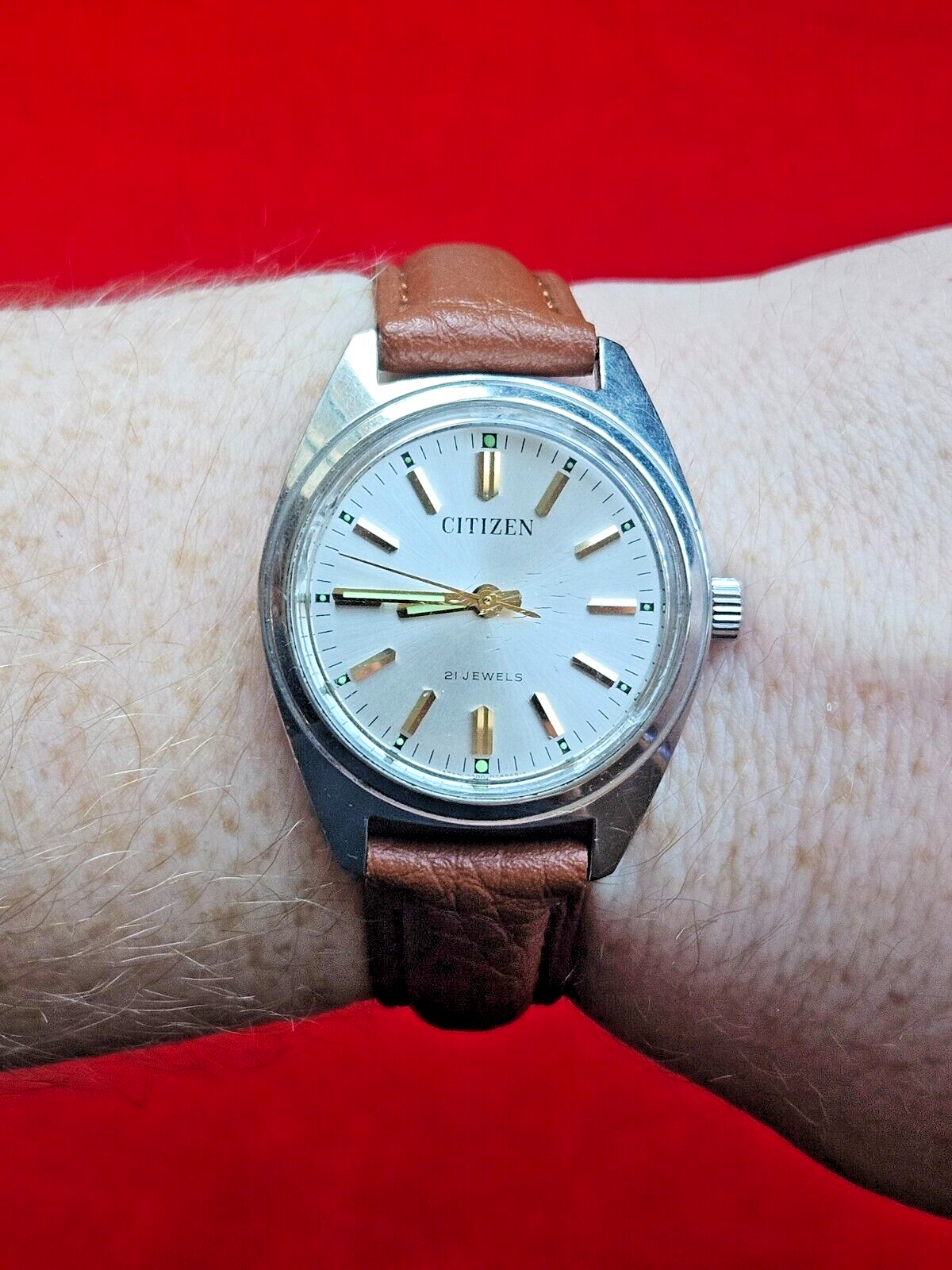 Vintage Citizen Automatic Womens Watch Silver Case Leather Strap - Fully Working - Jake's Curated Vintage 