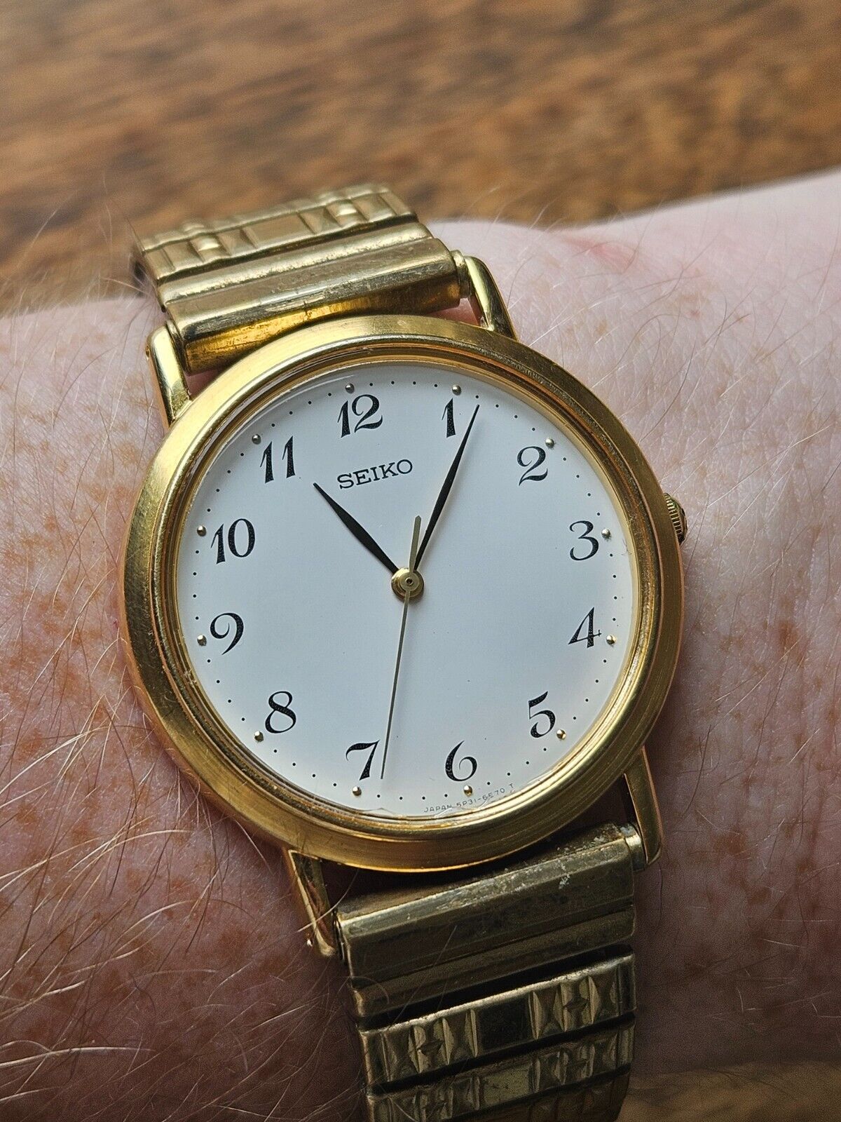 Seiko Gold & White Dial Unisex Quartz Watch - 5P31-6C9A - Jake's Curated Vintage 