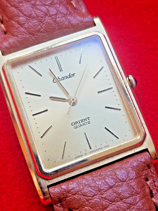 Vintage Orient Chandor Mens Dress Watch Gold 'Tank' - Fully Working - Jake's Curated Vintage 