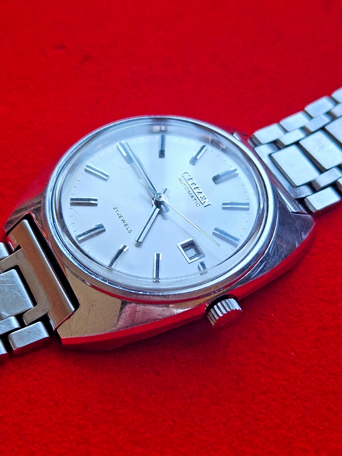 Vintage Citizen Silver Automatic Mens Watch with Sunburst Dial - Fully Working - Jake's Curated Vintage 