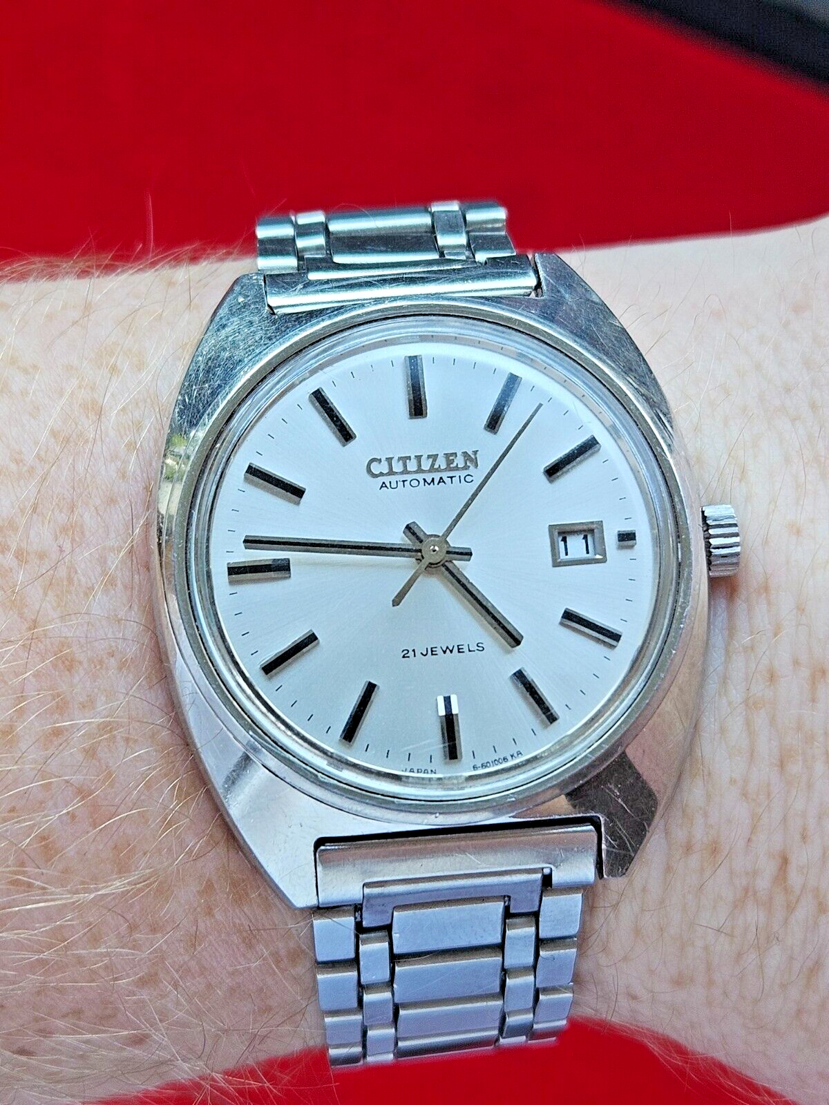 Vintage Citizen Silver Automatic Mens Watch with Sunburst Dial - Fully Working - Jake's Curated Vintage 