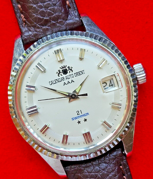 Vintage 60s Orient 'Calendar Auto Swimmer' Automatic Mens Watch - Fully Working - Jake's Curated Vintage 