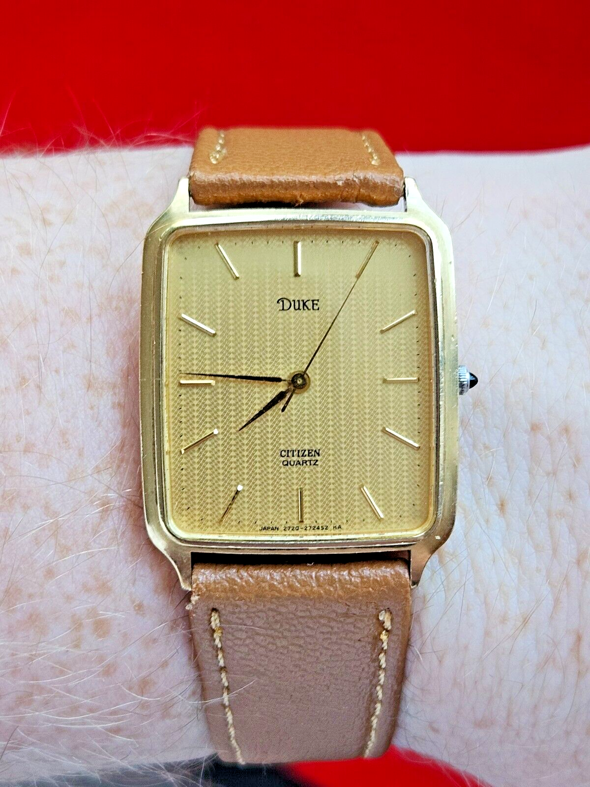 Vintage Citizen Duke Gold and Vertical Stripped Dial Dress Watch - Fully Working - Jake's Curated Vintage 