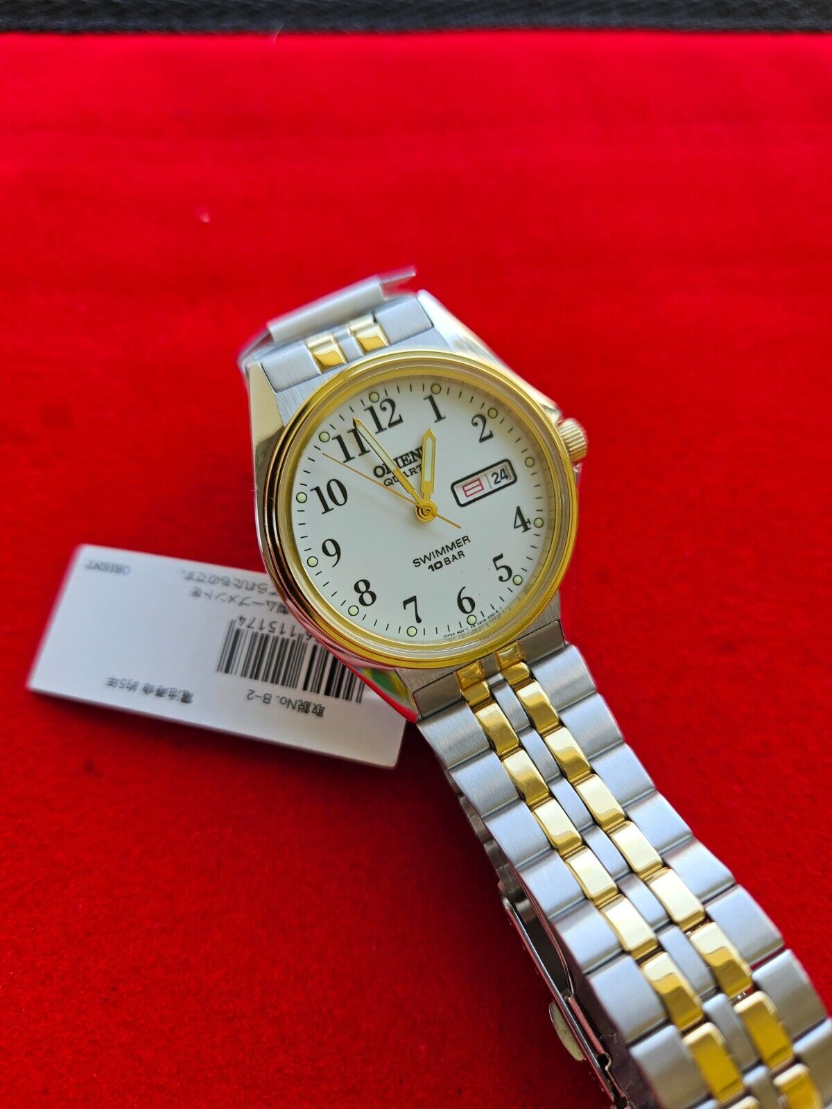 NOS Orient Swimmer Wrist Watch Men's White Dial Day Date - Ref. UG1Q-B0-C - Jake's Curated Vintage 