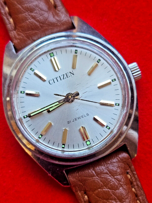 Vintage Citizen Automatic Womens Watch Silver Case Leather Strap - Fully Working - Jake's Curated Vintage 