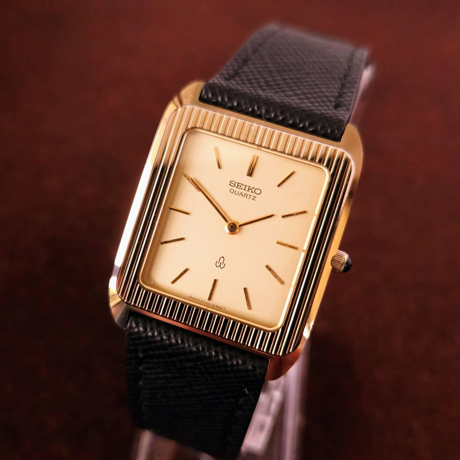 Vintage Seiko Tungsten Carbide Square 'Tank' Mens Watch - 6020-5700 - Made 1980 - Jake's Curated Vintage 