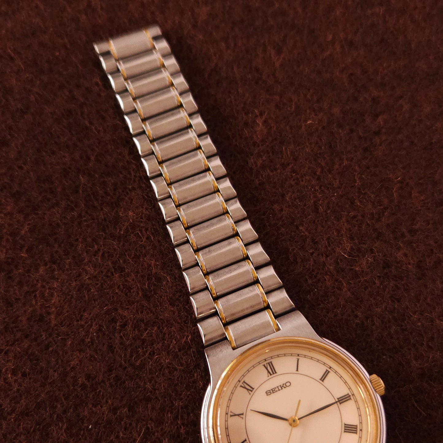 Vintage Seiko Roman Numeral White Dial Mens Watch - 5P31-6A50 - Made 1988 - Jake's Curated Vintage 