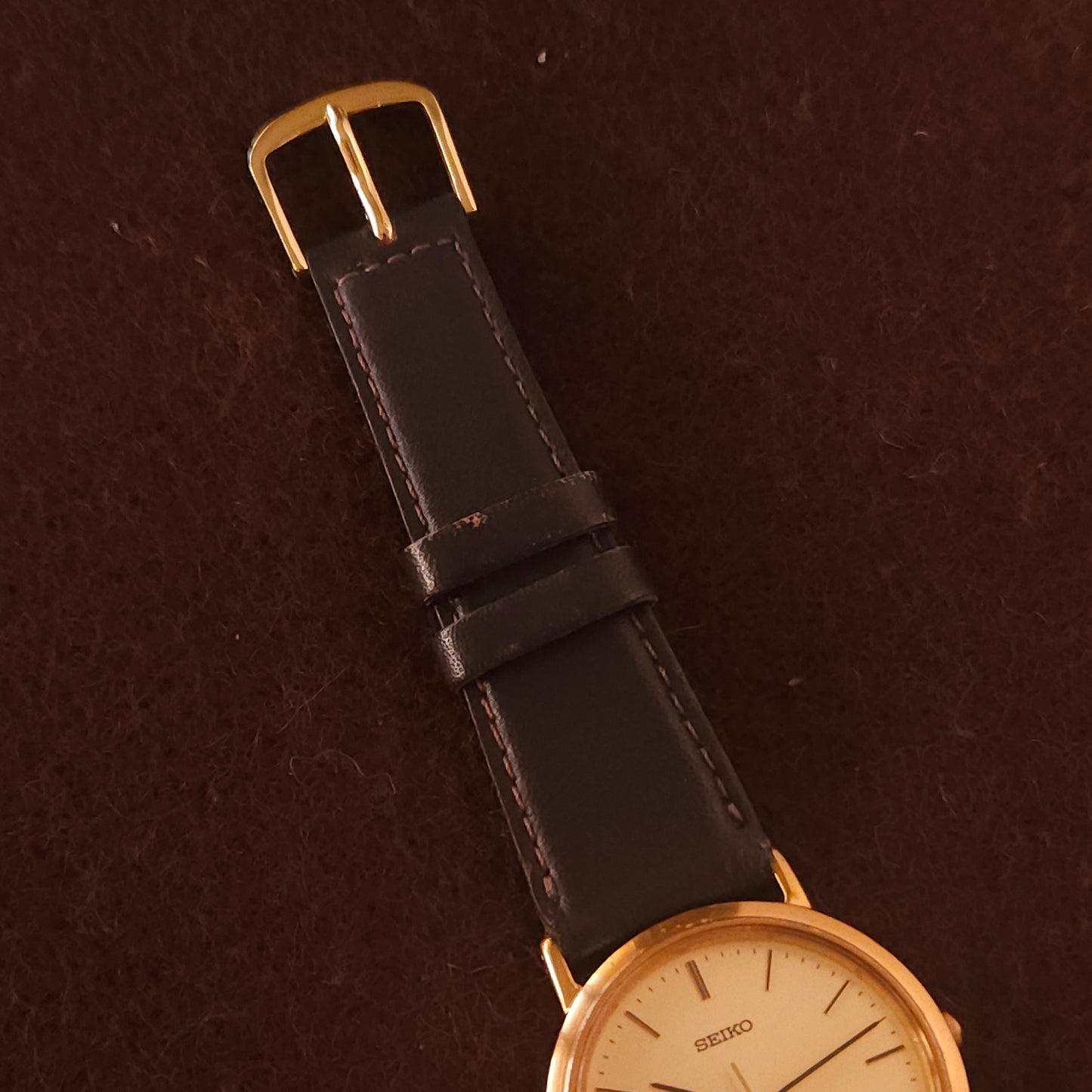 Vintage Seiko Spirit JDM Mens Gold Dress Watch - 5E21-6000 - Made 1987 - Jake's Curated Vintage 