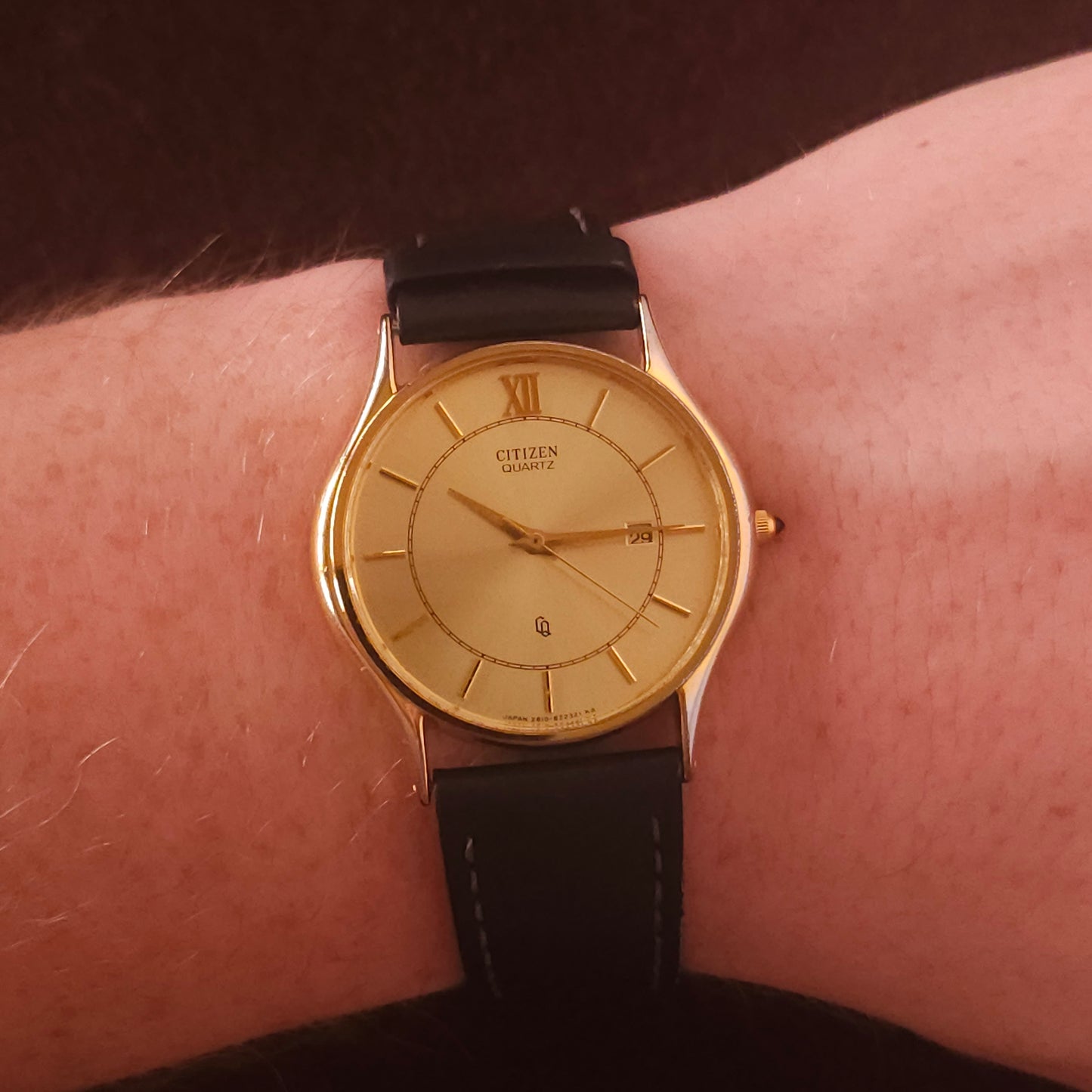 Vintage Citizen Gold Sunburst Dial Mens Dress Watch - Made ~1980s - Jake's Curated Vintage 