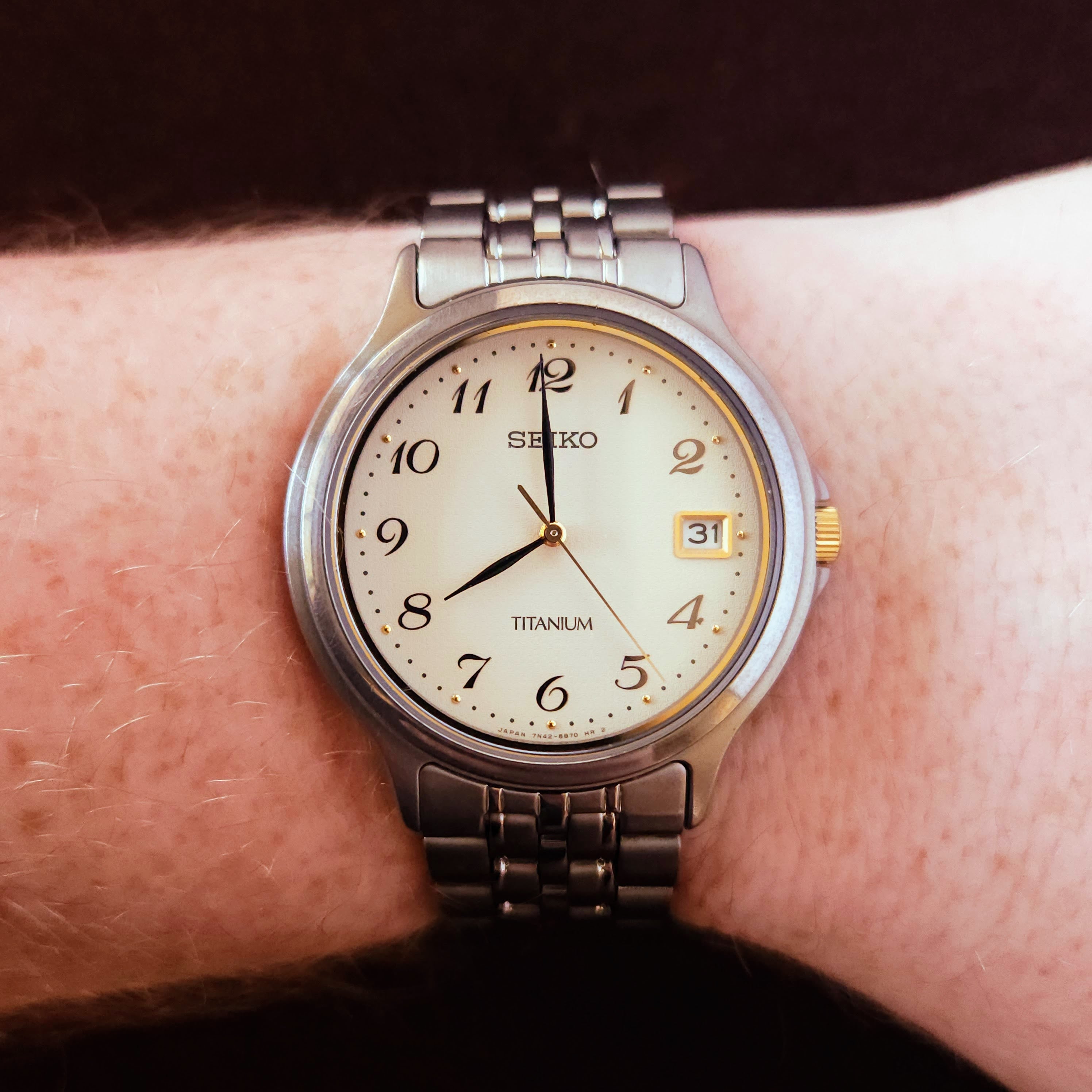 Neo-Vintage Seiko Titanium Breguet Numeral Mens Watch - 7N42