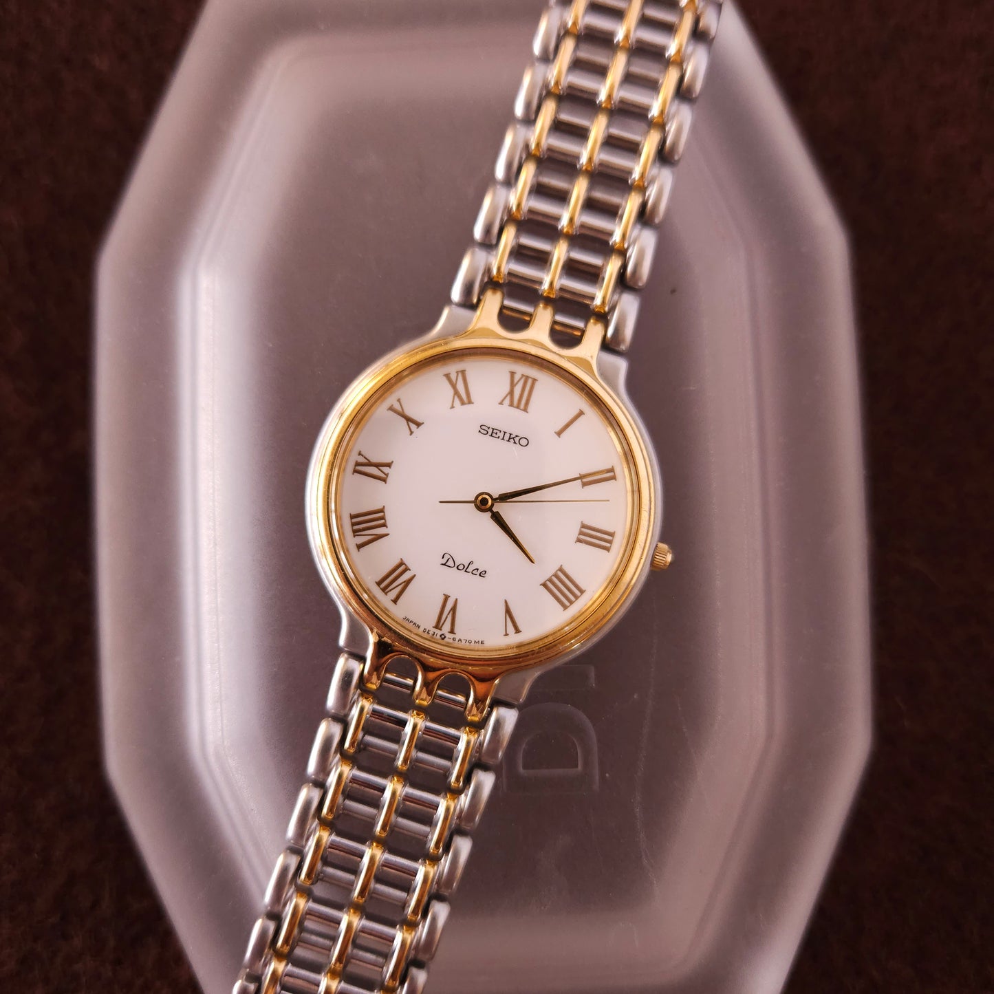 Vintage Seiko Dolce Two Tone Womens Dress Watch - 5E31-6A70 - Made ~1989