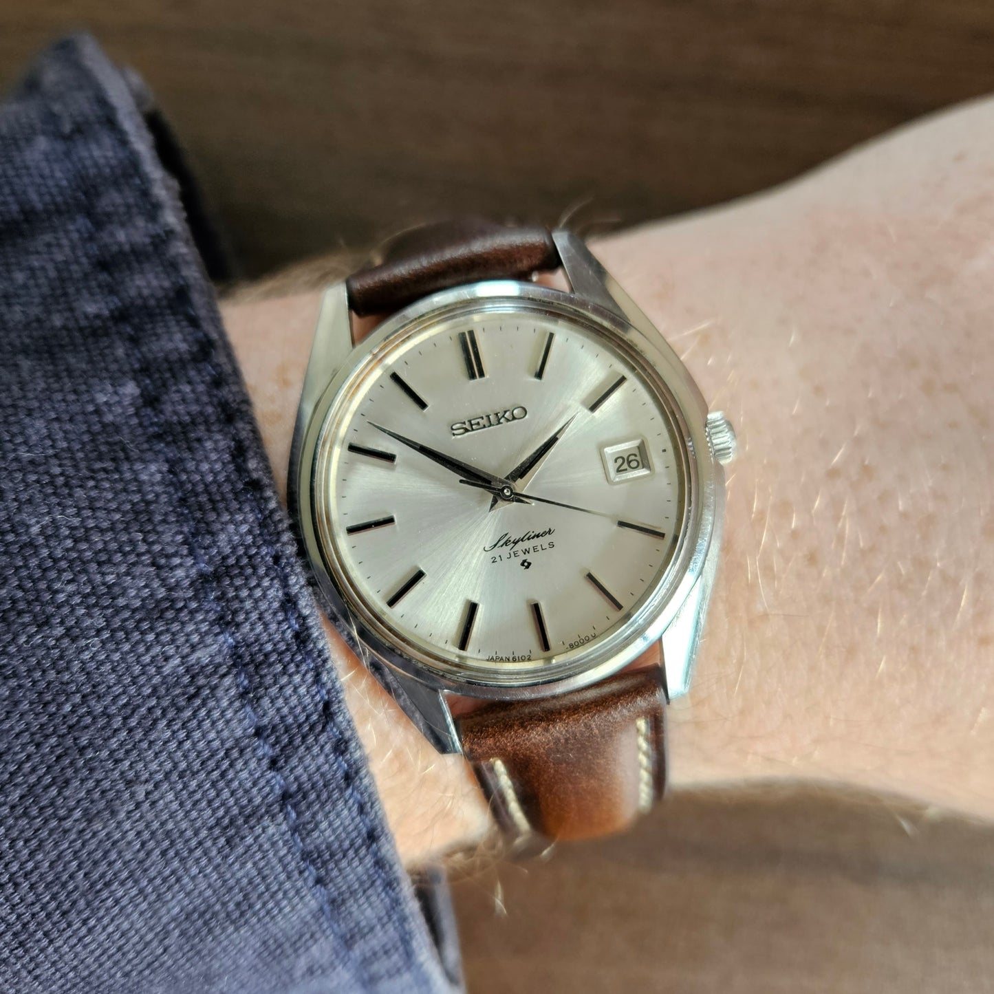 Vintage Seiko Skyliner Manual Wind Mens Watch - 6102-8000 - 1973