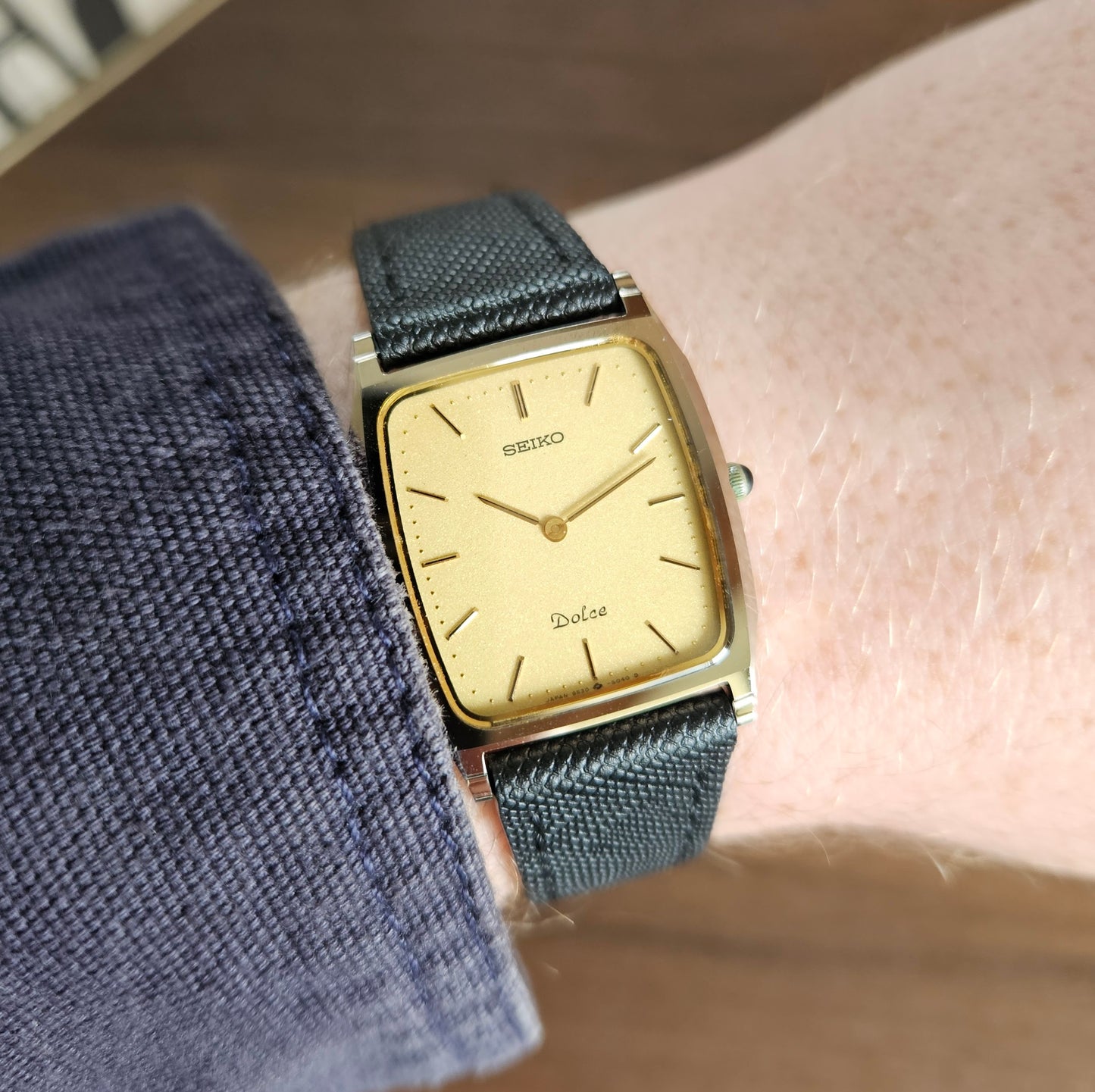 Vintage Seiko Dolce Tank Tungsten Carbide Dress Watch - 9530-5030 - 1986