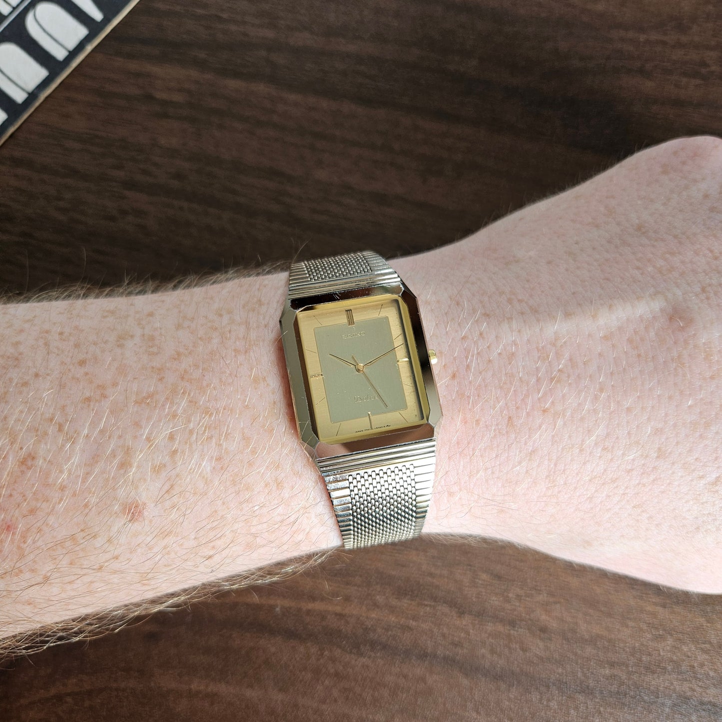 Vintage Seiko Dolce Tank Mens Dress Watch - Original Bracelet - 7741-508A -1985