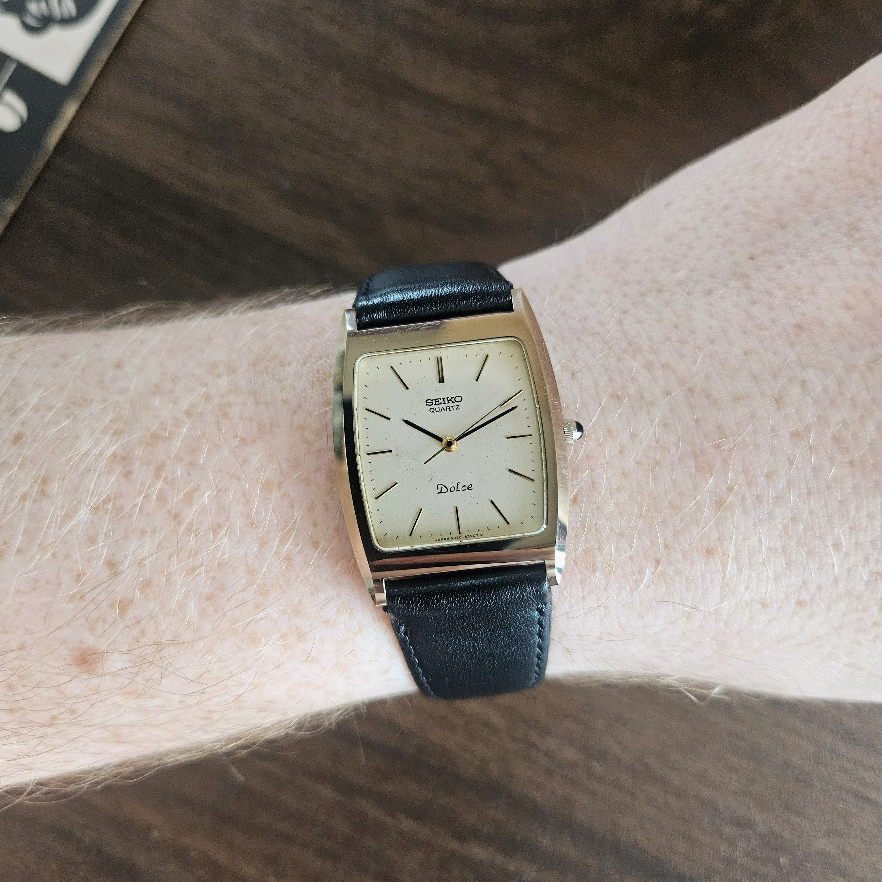 Vintage Seiko Dolce Tank Dress Watch Champagne Dial NSAG - 6030