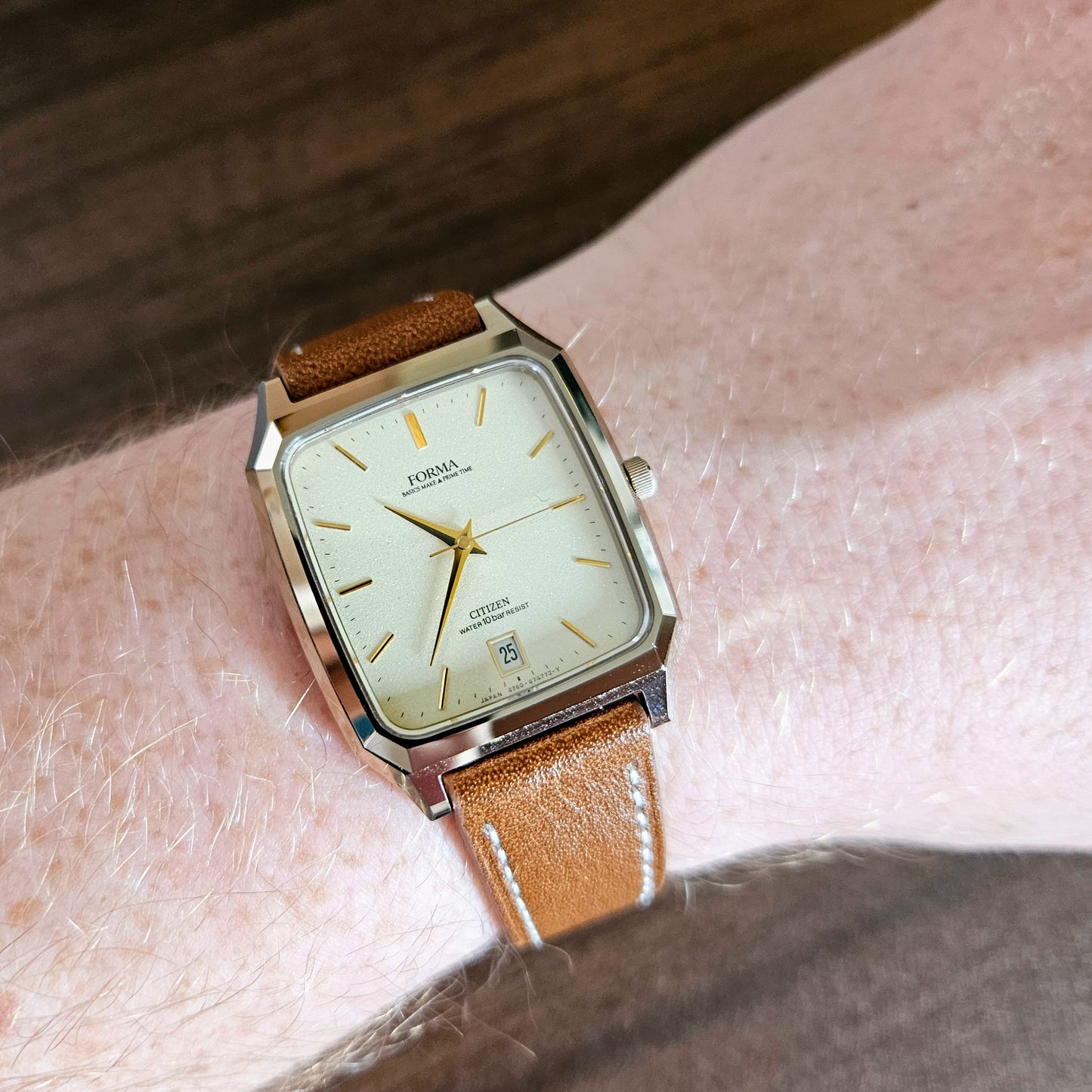 Vintage Citizen Forma Tank Dress Watch - Champagne Dial - 1980s
