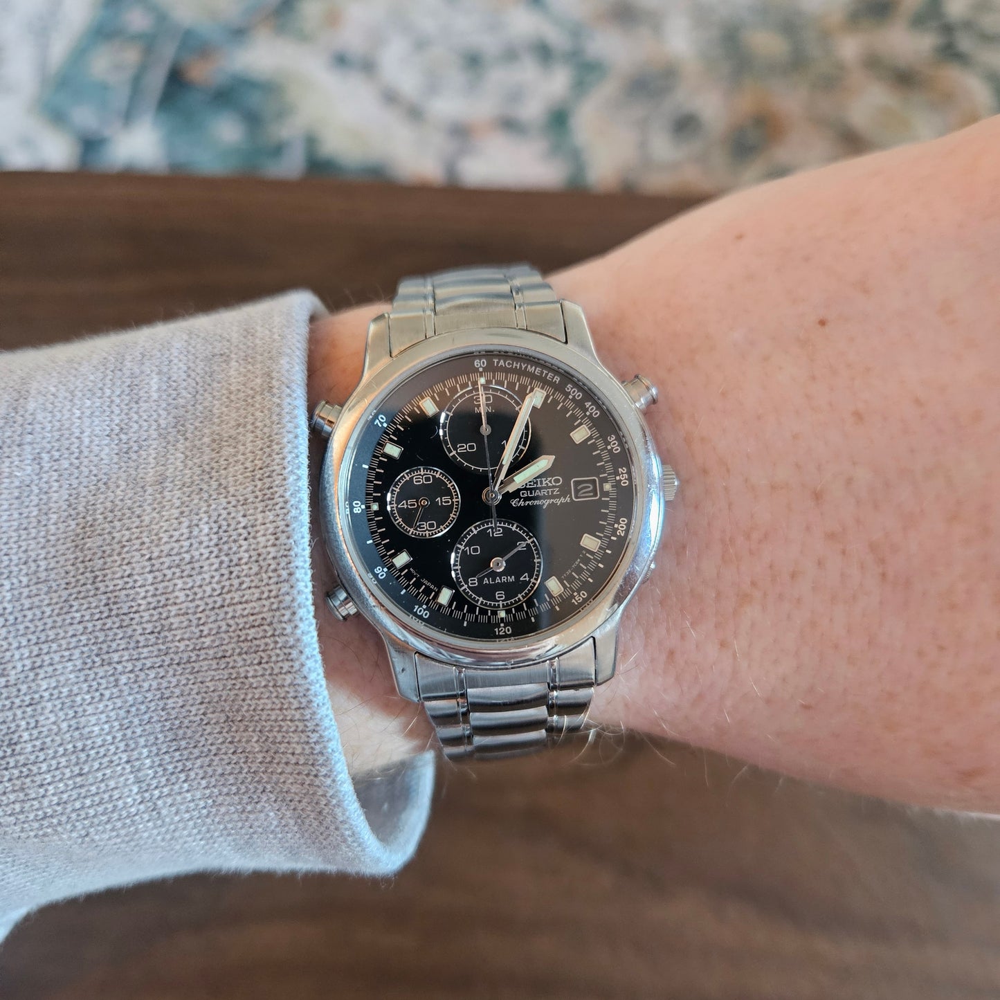 Neo-vintage Seiko Sports Chronograph Alarm Mens Watch - 7T32-7B80 - 1995