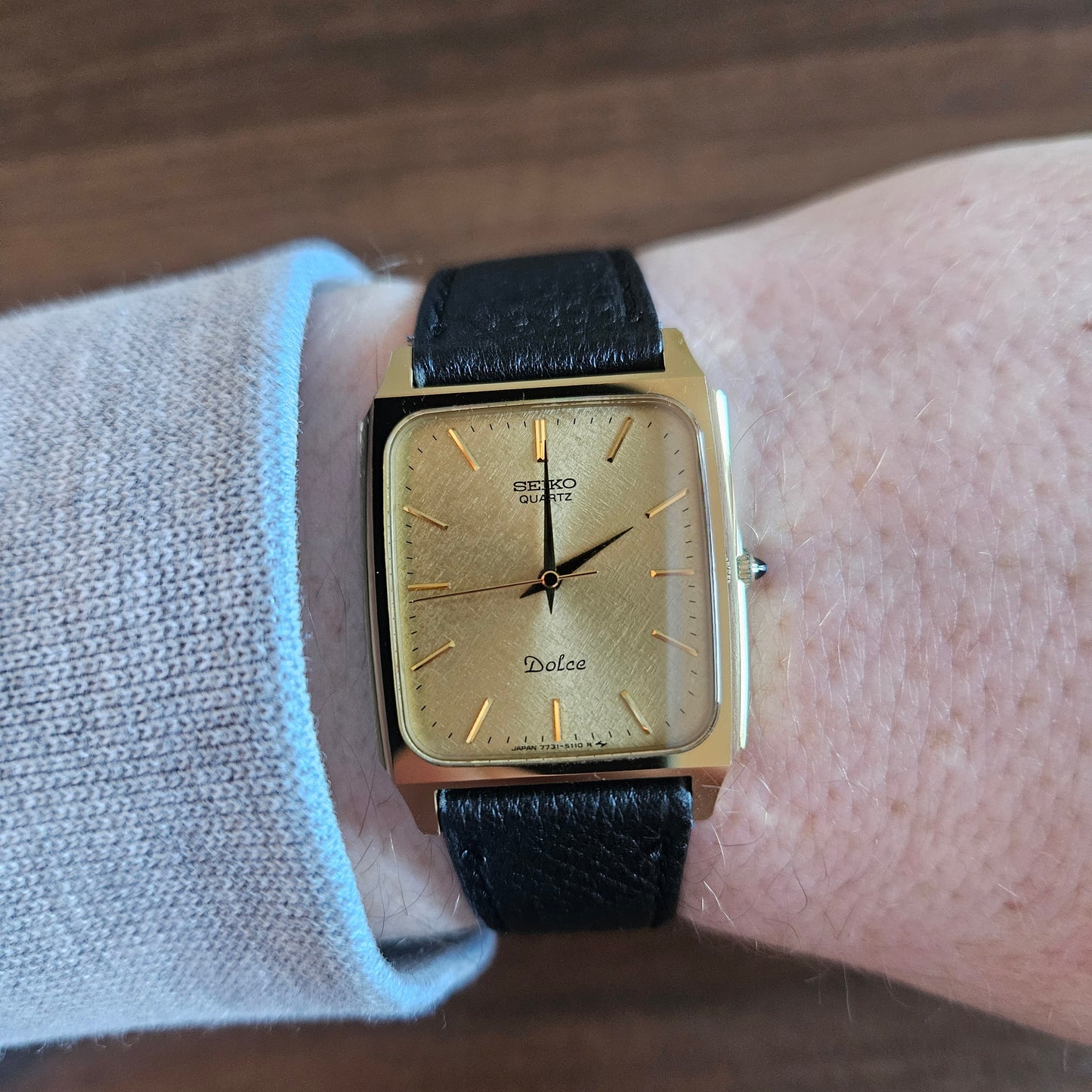 Vintage Seiko Dolce Hardened-Case Mens Tank Dress Watch - 7731-5110 - 1985