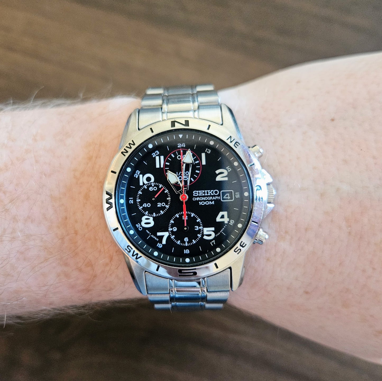 Neo-vintage Seiko Chronograph Mens Watch, Compass Bezel - 7T92-0DX0, 2007