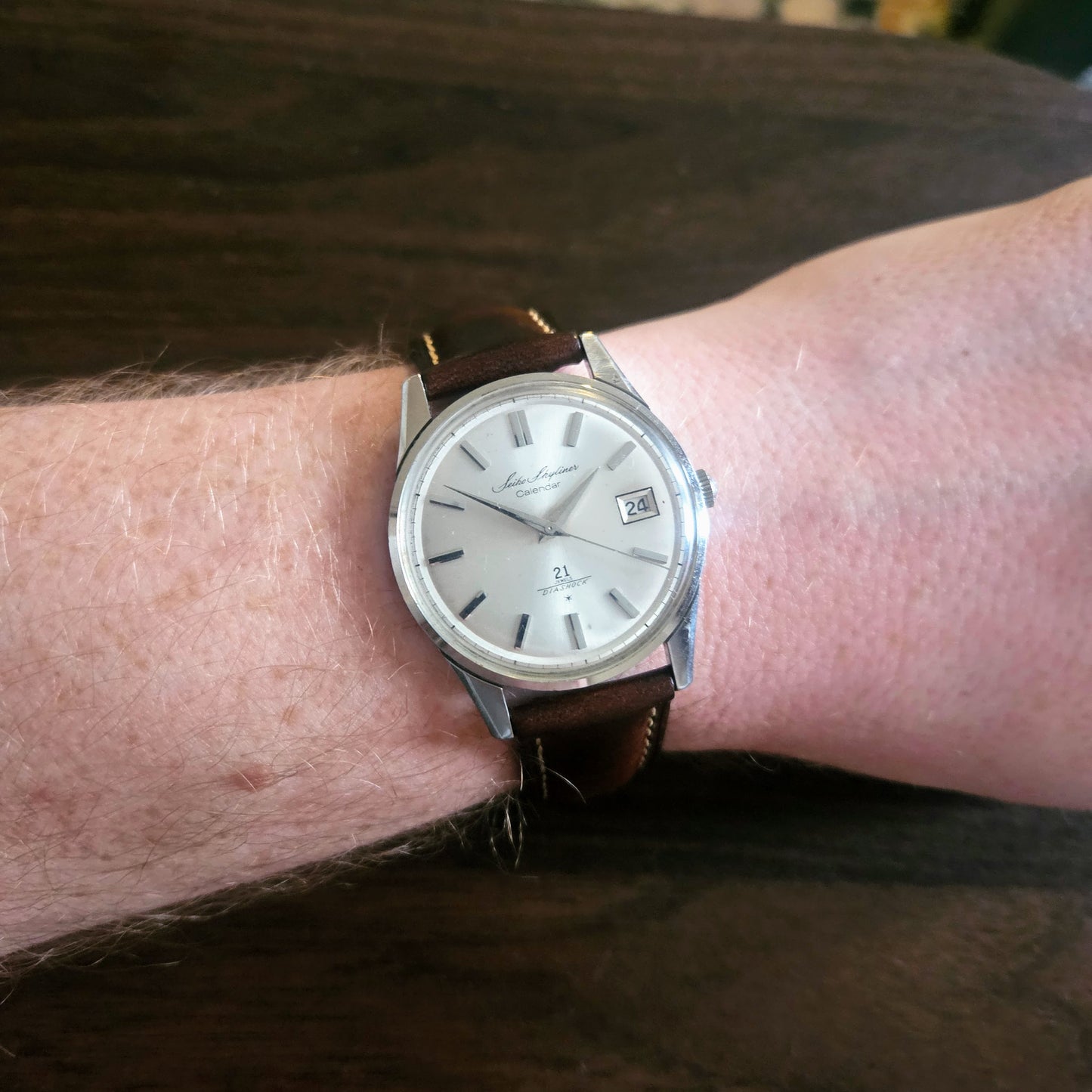 Vintage Seiko Skyliner Calendar Manual Wind Mens Watch - Mid 60s
