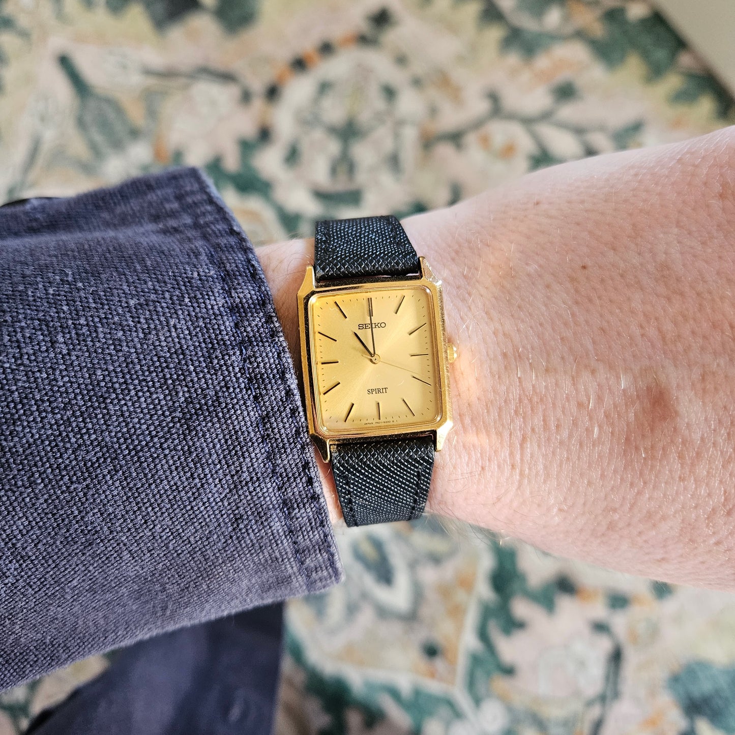 Vintage Seiko Spirit Gold Tank Mens Dress Watch - 7N01-5180 - 1991