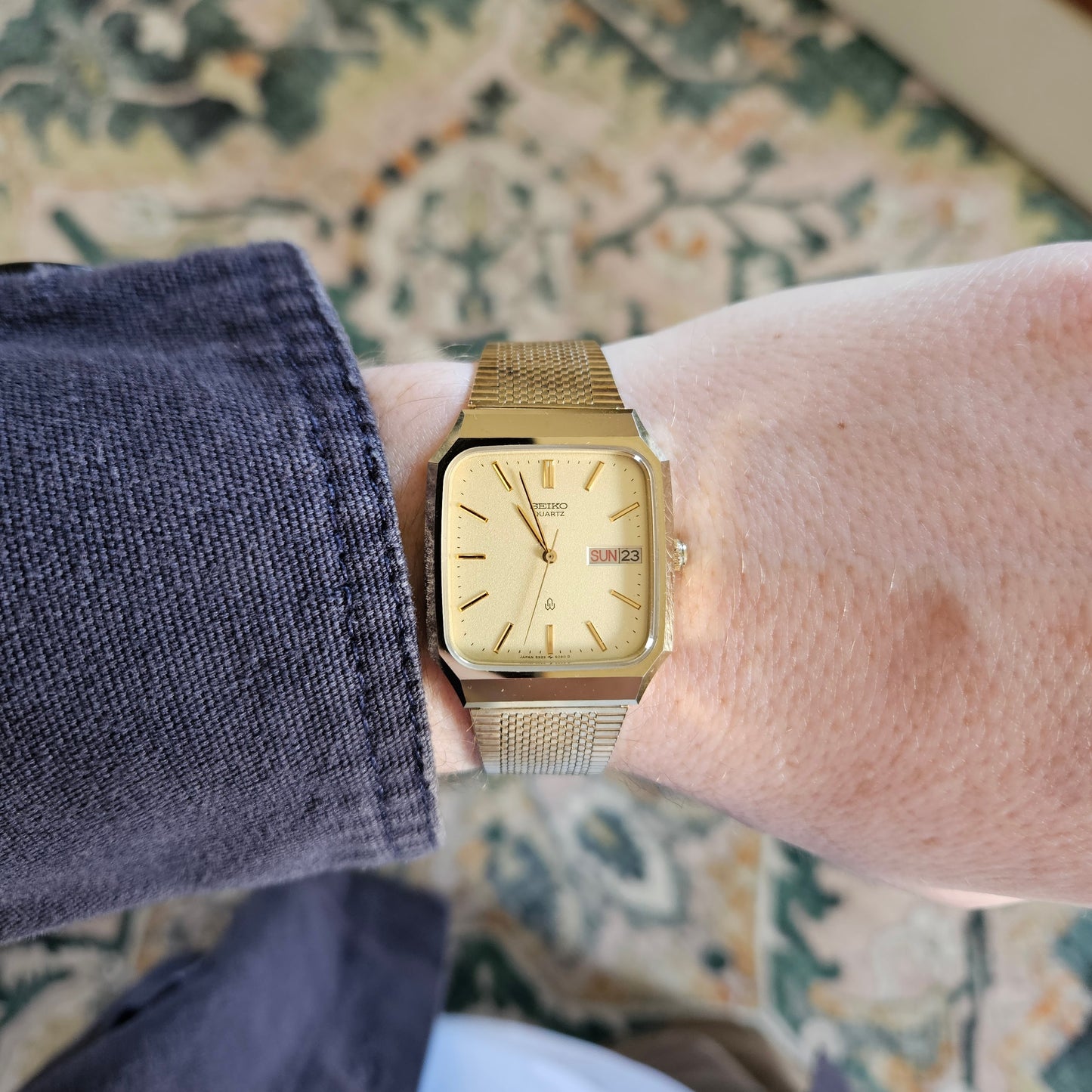 Vintage Seiko Seagull Square Mens Dress Watch - 5933-5080 - 1981