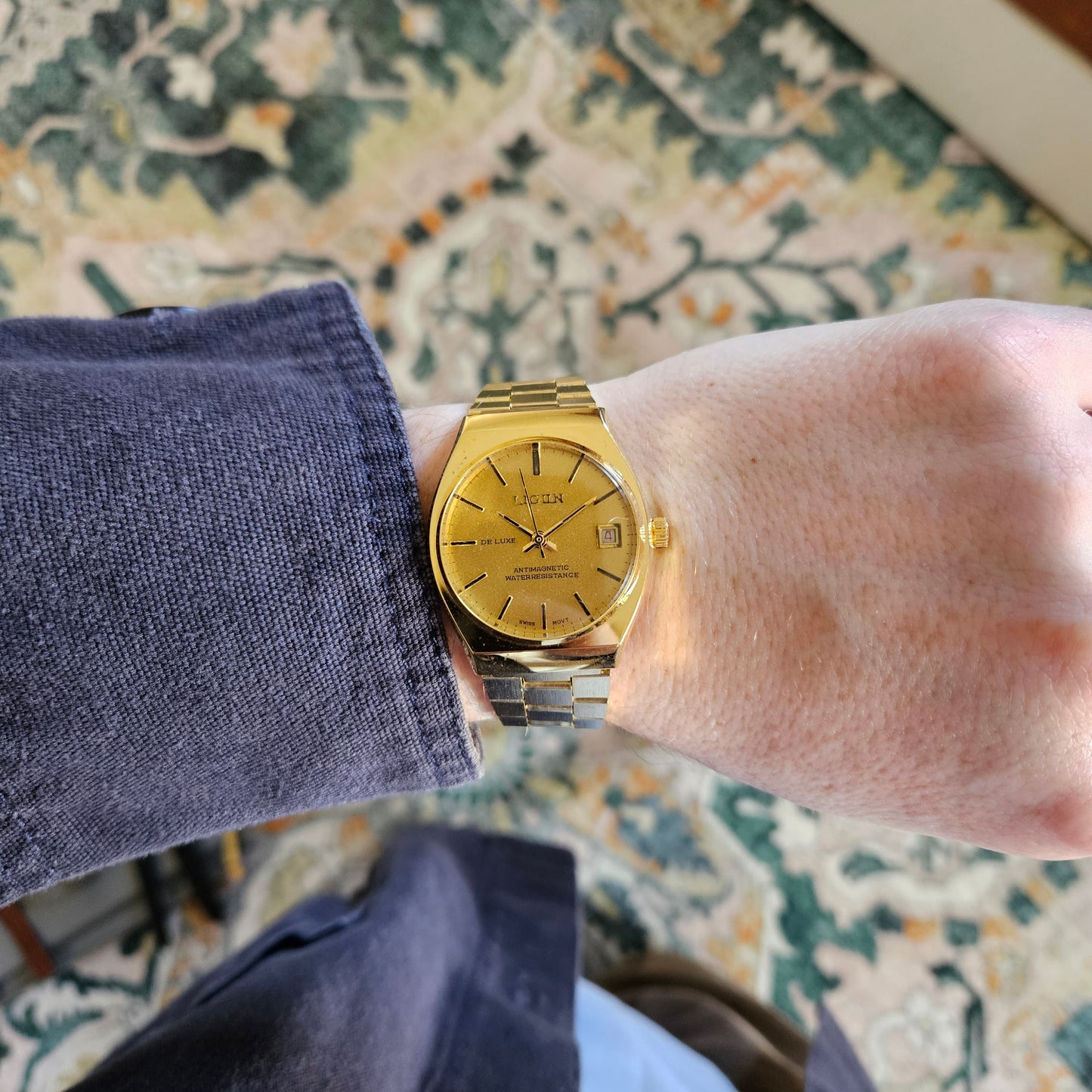 Vintage Ligin De Luxe Swiss Mens Dress Watch - Hong Kong Assembled